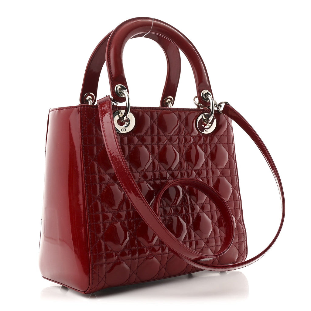 Patent Cannage Medium Lady Dior Red