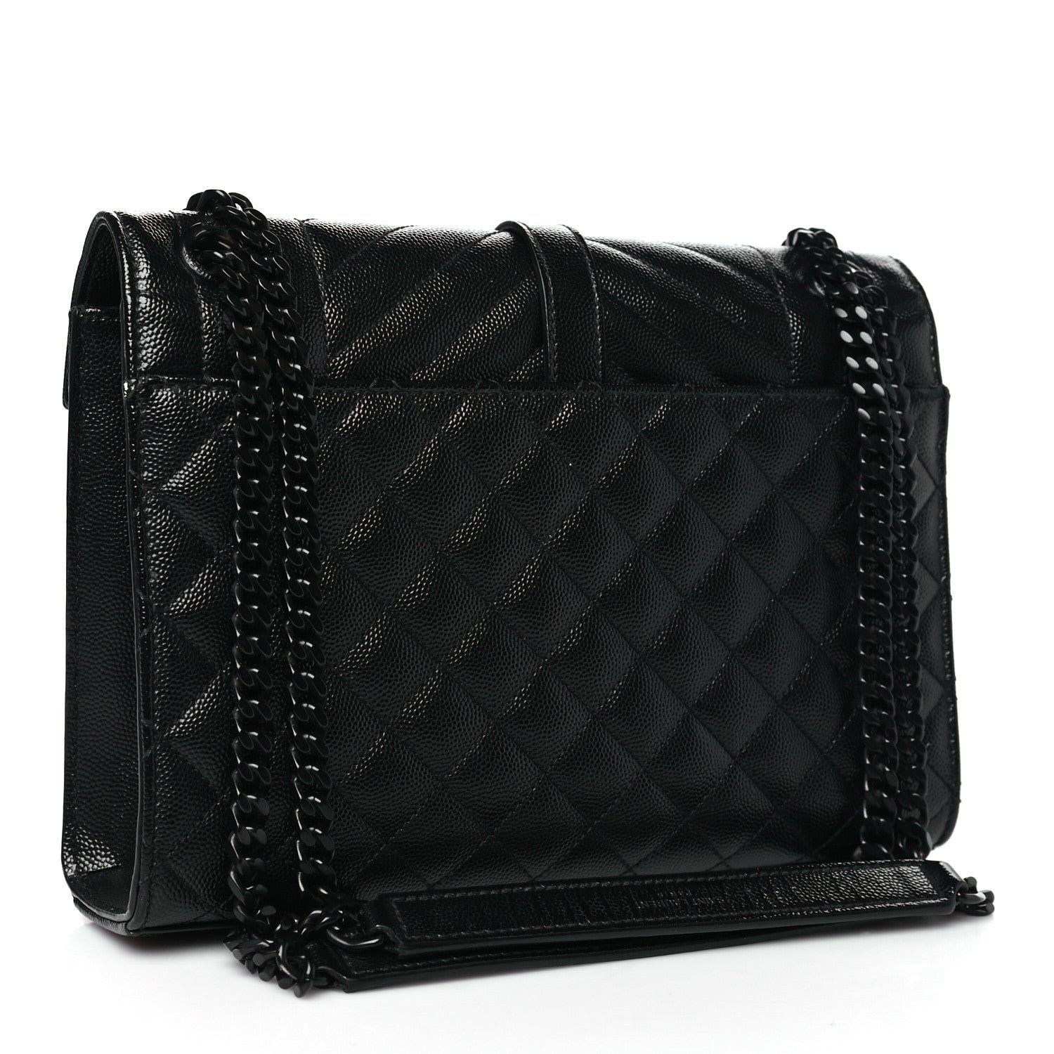 Grain De Poudre Textured Mixed Matelasse Triquilt Medium Monogram Monochrome Satchel Black