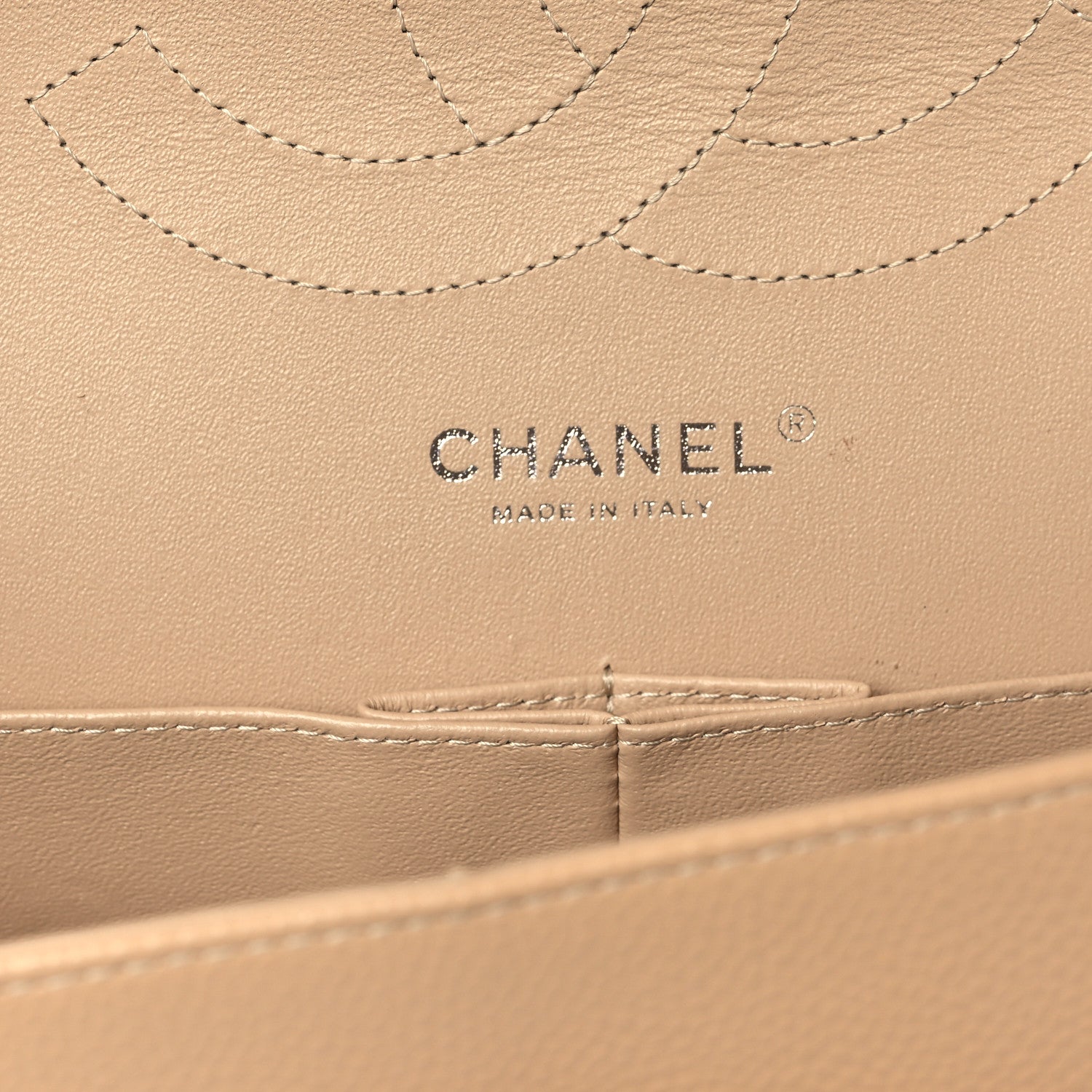 Caviar Quilted Jumbo Double Flap Beige