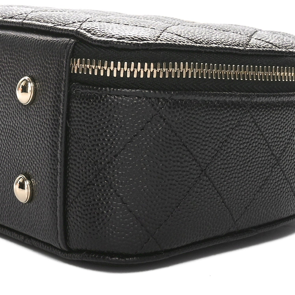 Caviar Quilted Top Handle Vanity Case Black