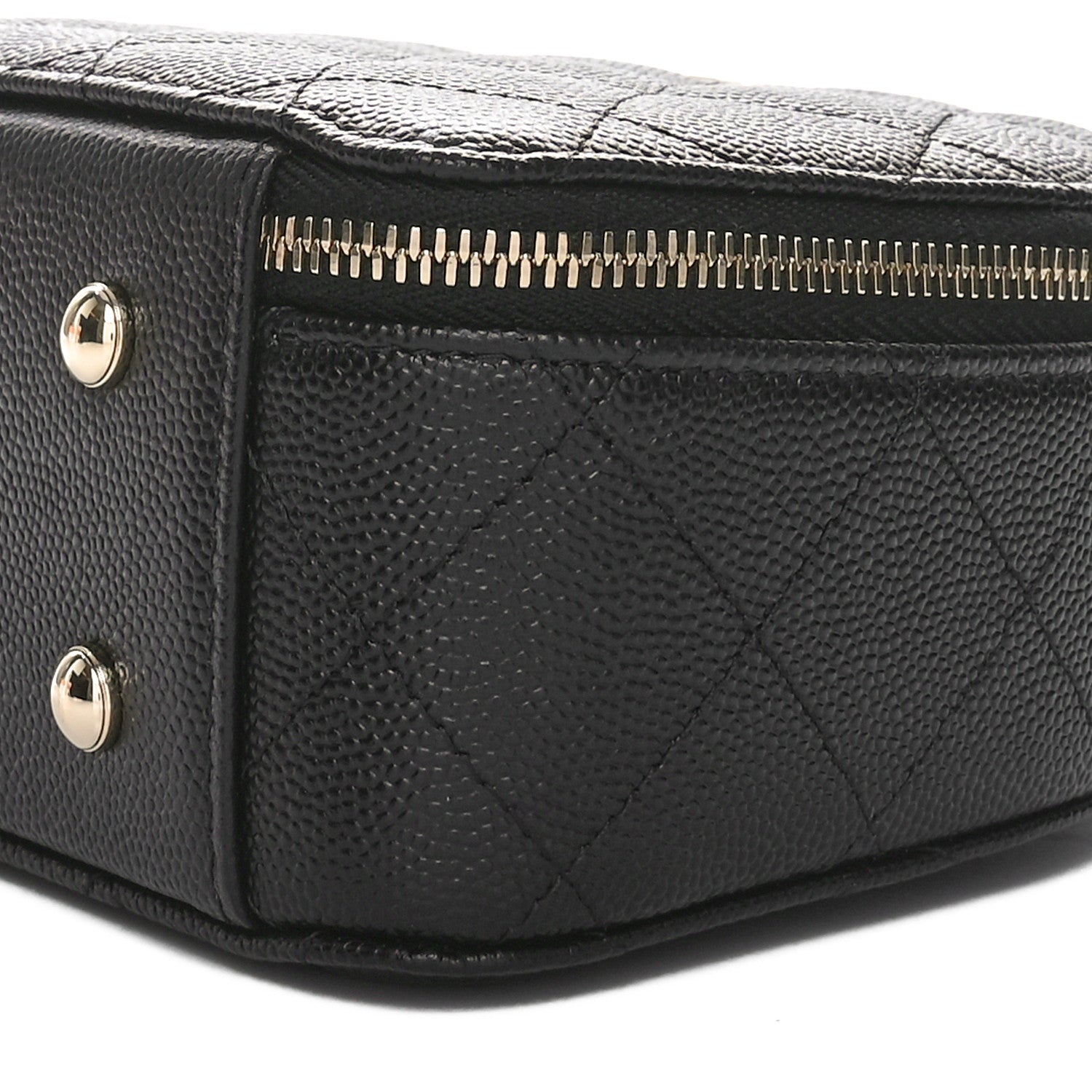 Caviar Quilted Top Handle Vanity Case Black