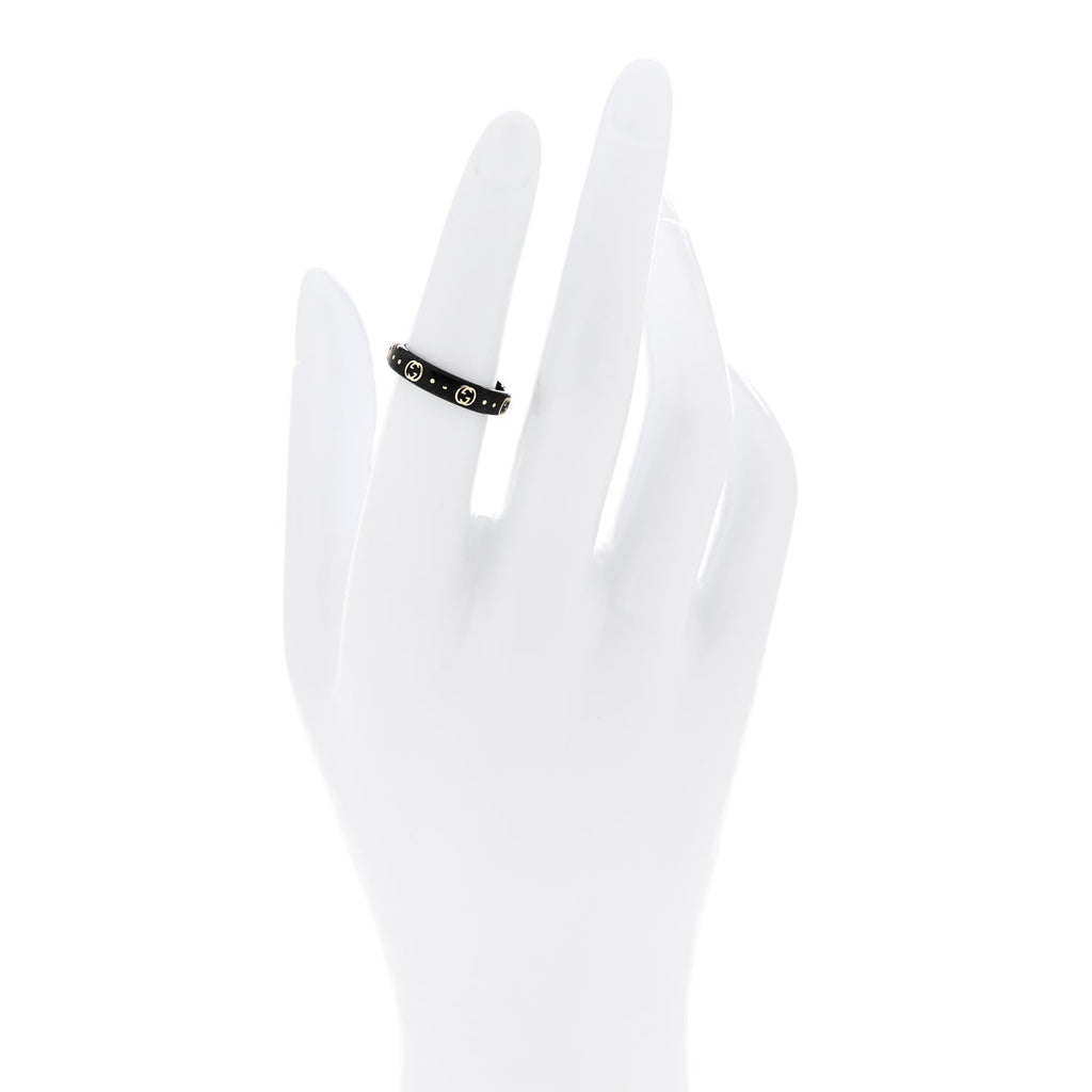 18K Yellow Gold Synthetic Corundum Icon Ring 52 6 Black