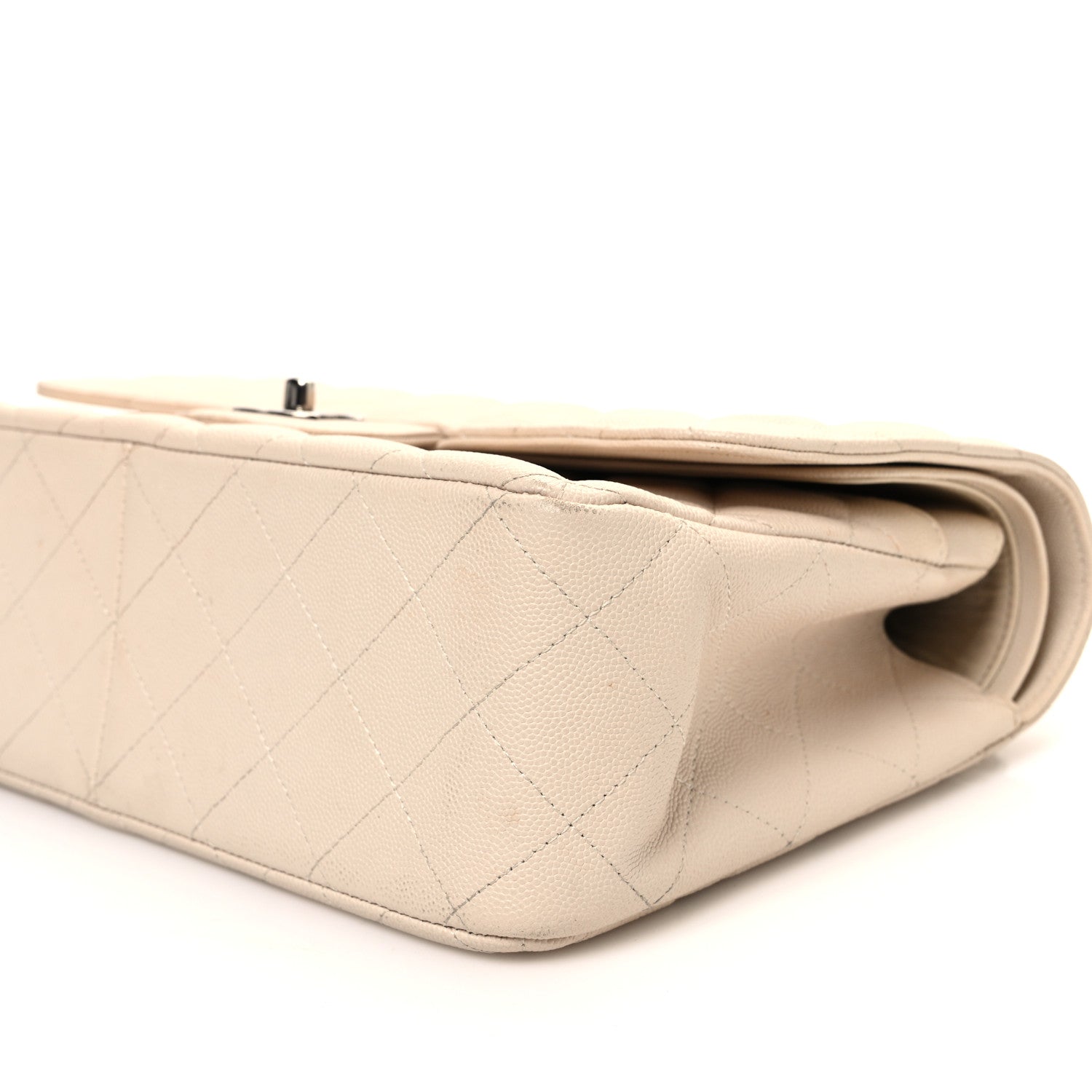 Caviar Quilted Jumbo Double Flap Ivory