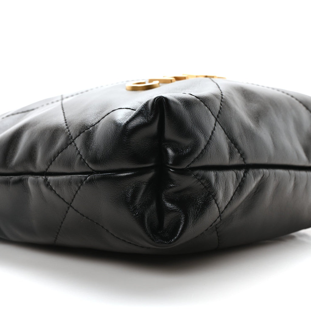 Shiny Calfskin Quilted Mini Chanel 22 Black