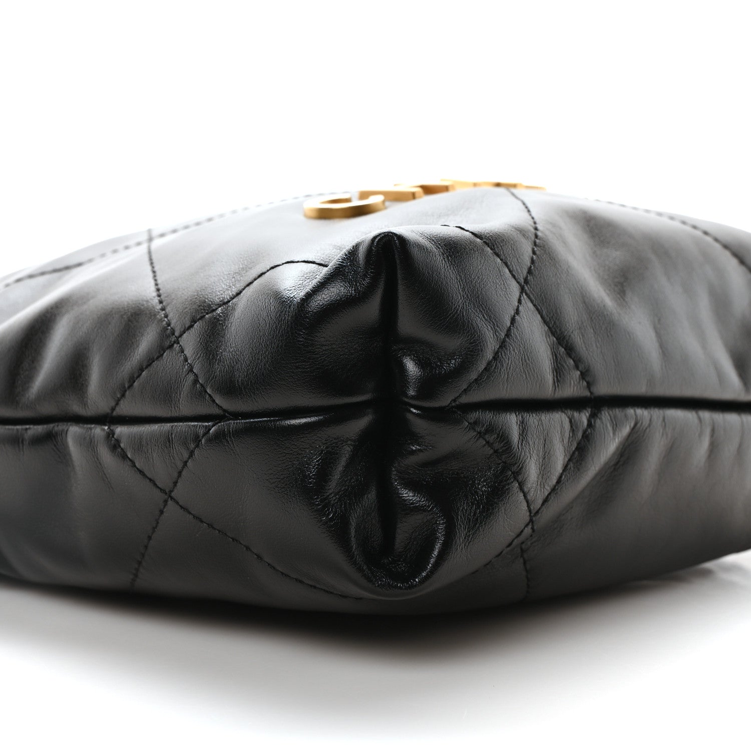 Shiny Calfskin Quilted Mini Chanel 22 Black