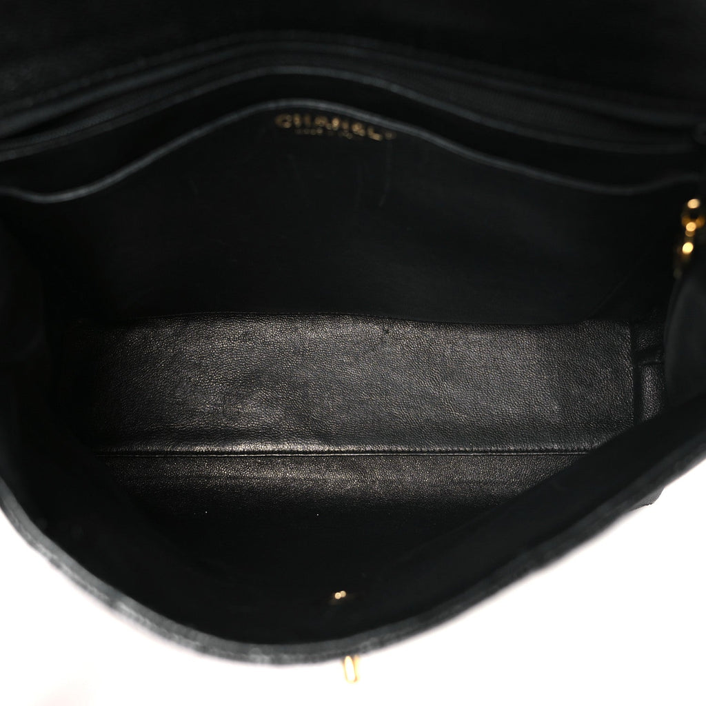 Caviar Quilted Jumbo Kelly Flap Black