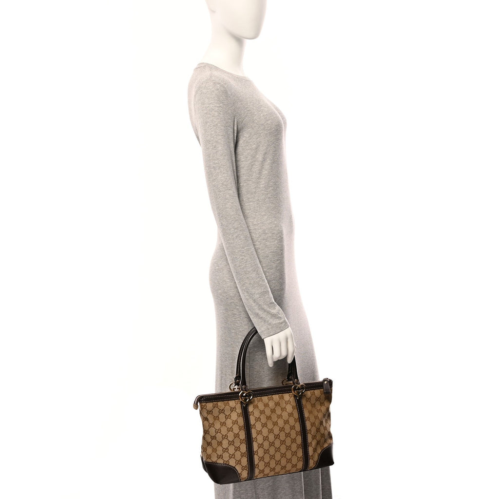 Monogram Small Lovely Heart Tote Dark Brown