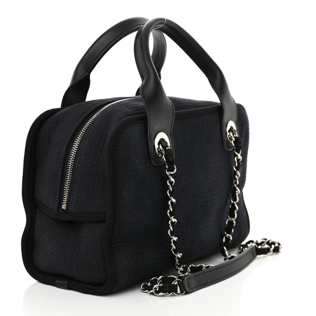 Mixed Fibers Small Deauville Bowling Bag Navy Blue