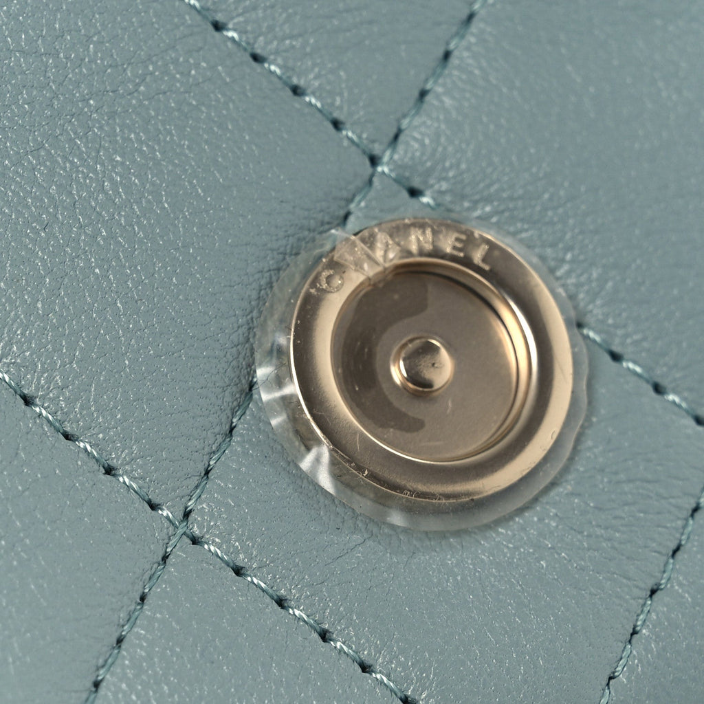 Lambskin Quilted Small Duma Drawstring Backpack Light Blue