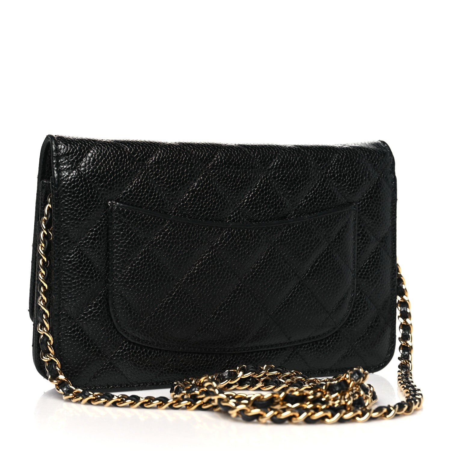 Caviar Quilted Wallet on Chain WOC Black