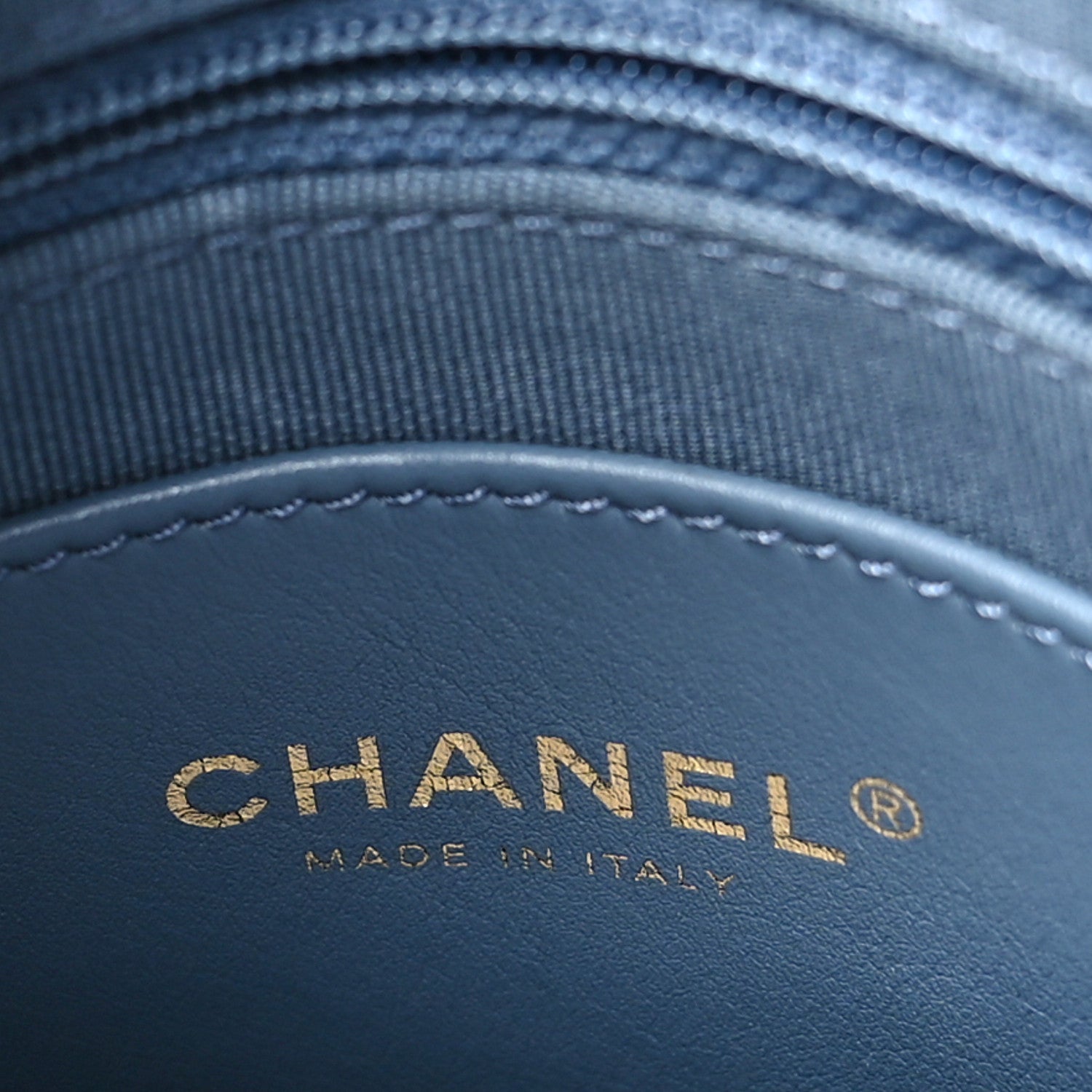 Caviar Quilted Camellia Chain Around Backpack Blue