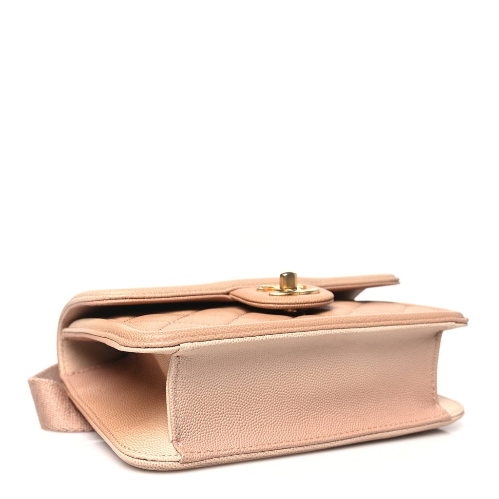 Caviar Quilted Sunset On The Sea Waist Bag Beige