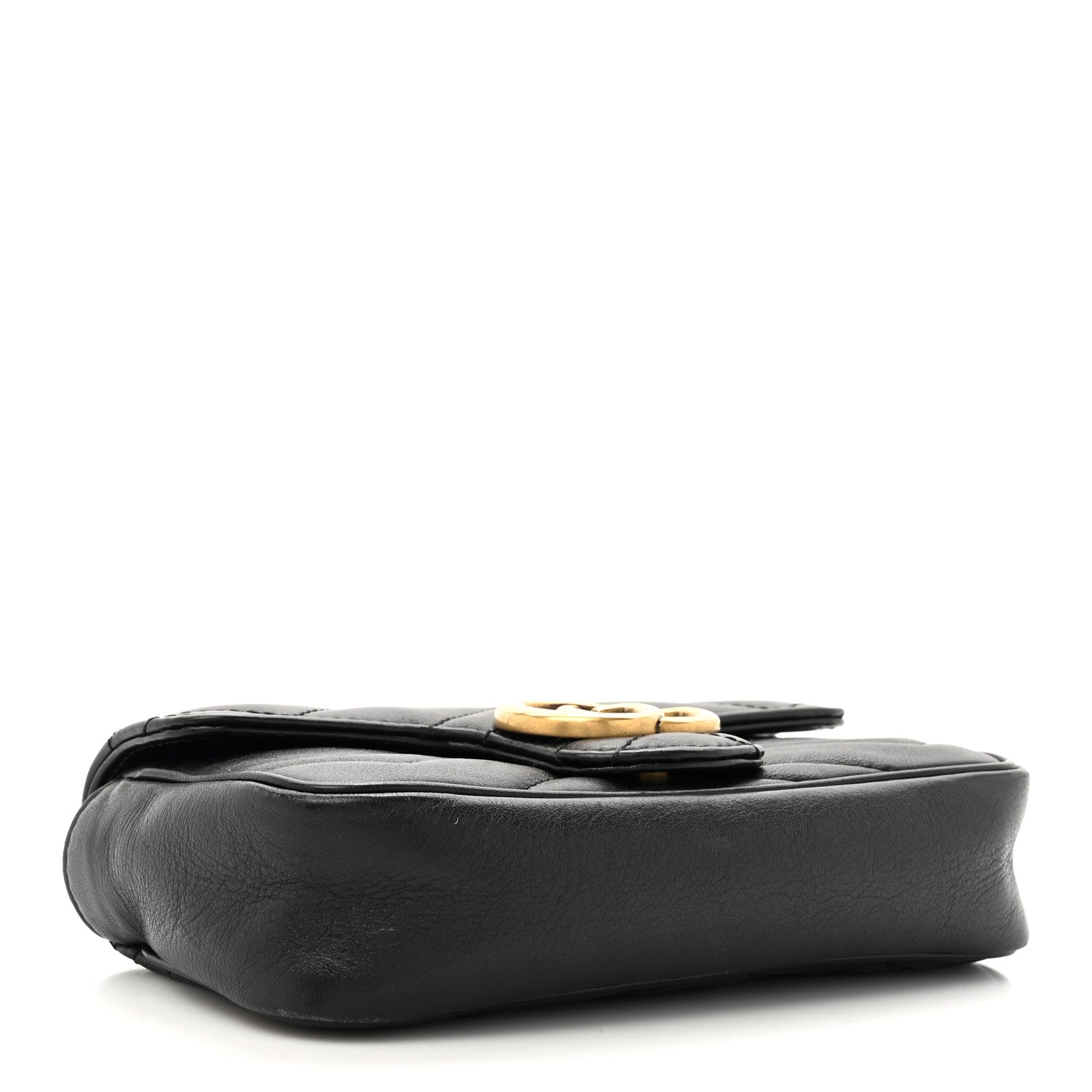 Calfskin Matelasse Super Mini GG Marmont Shoulder Bag Black
