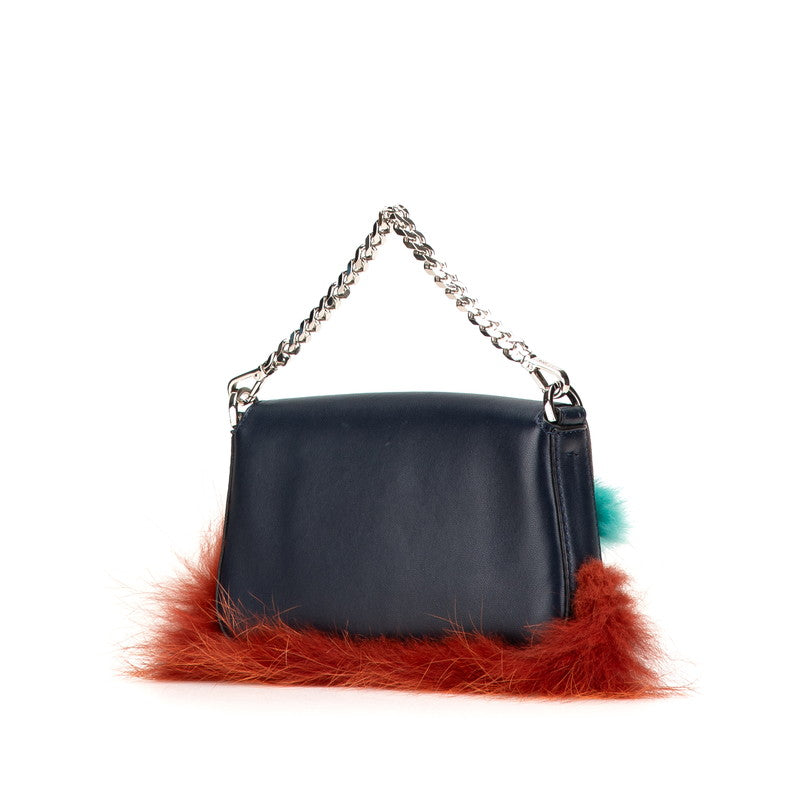 Fendi Monster Microbucket Leather Fur 2way Bag
