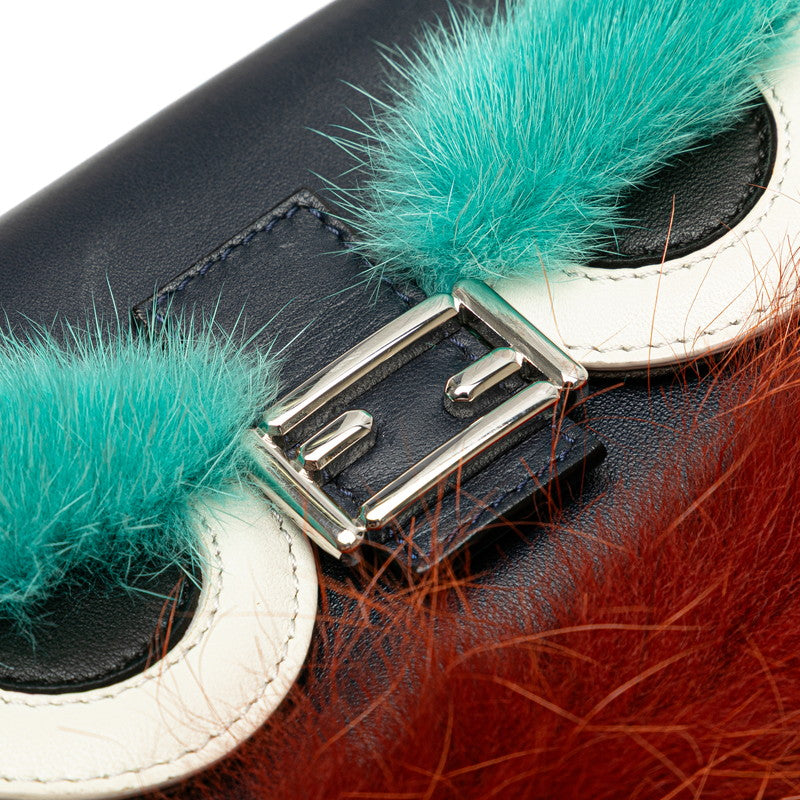 Fendi Monster Microbucket Leather Fur 2way Bag
