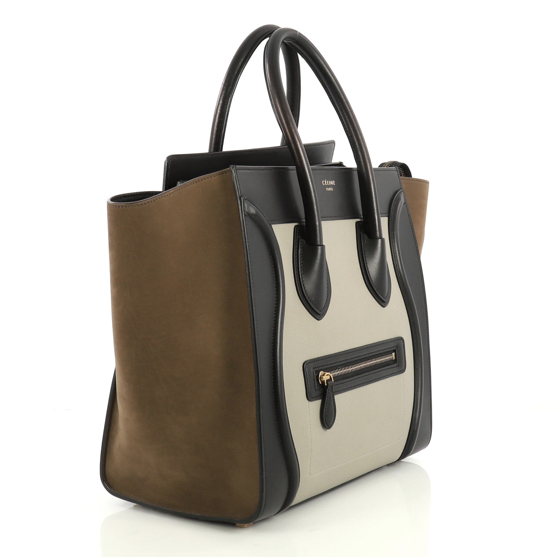 Tricolor Luggage Handbag Leather Mini