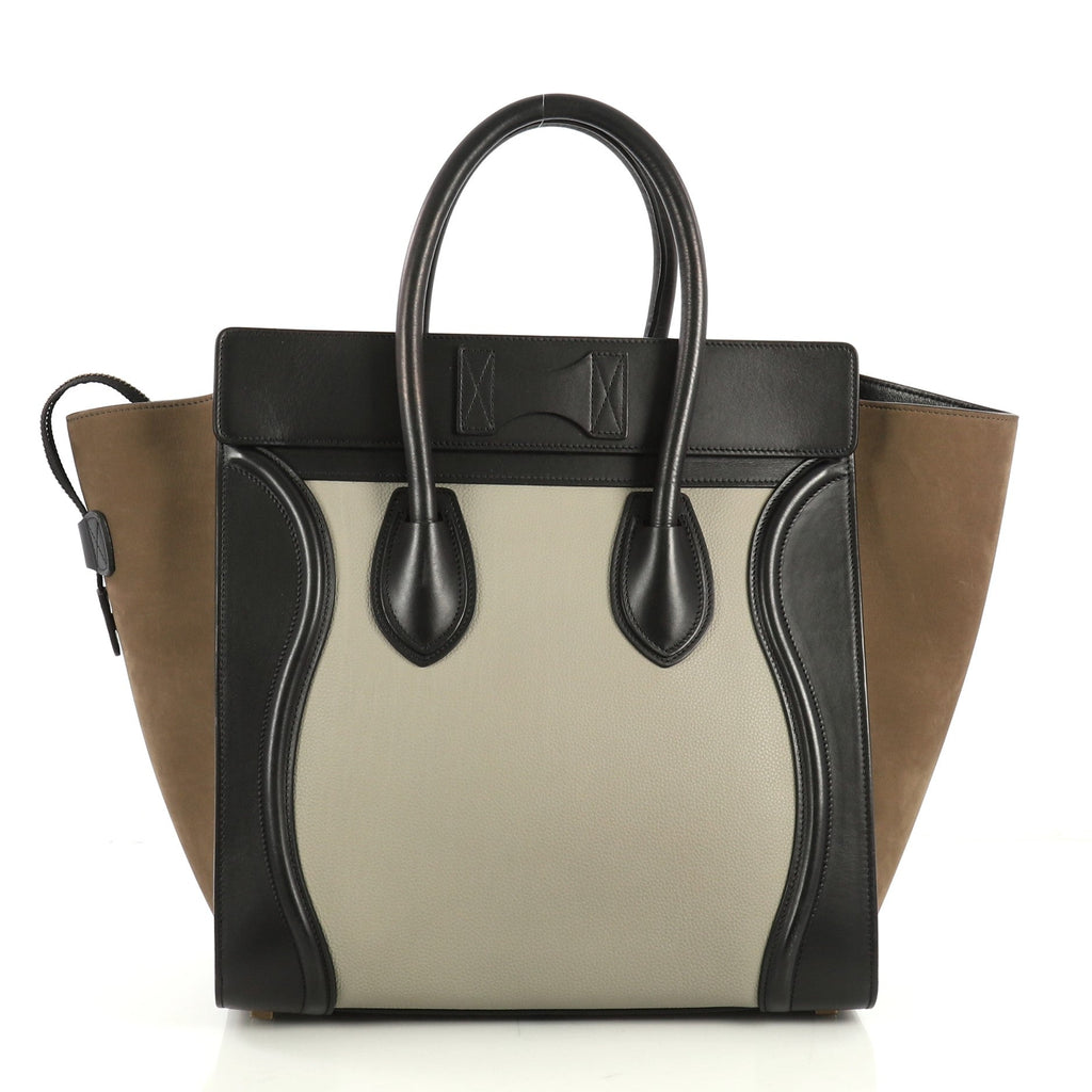 Tricolor Luggage Handbag Leather Mini