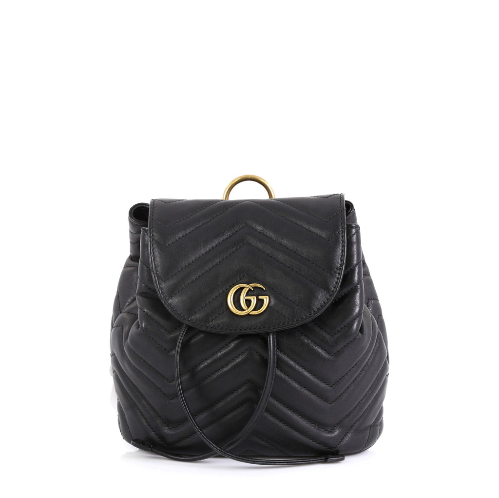 GG Marmont Drawstring Backpack Matelasse Leather Mini
