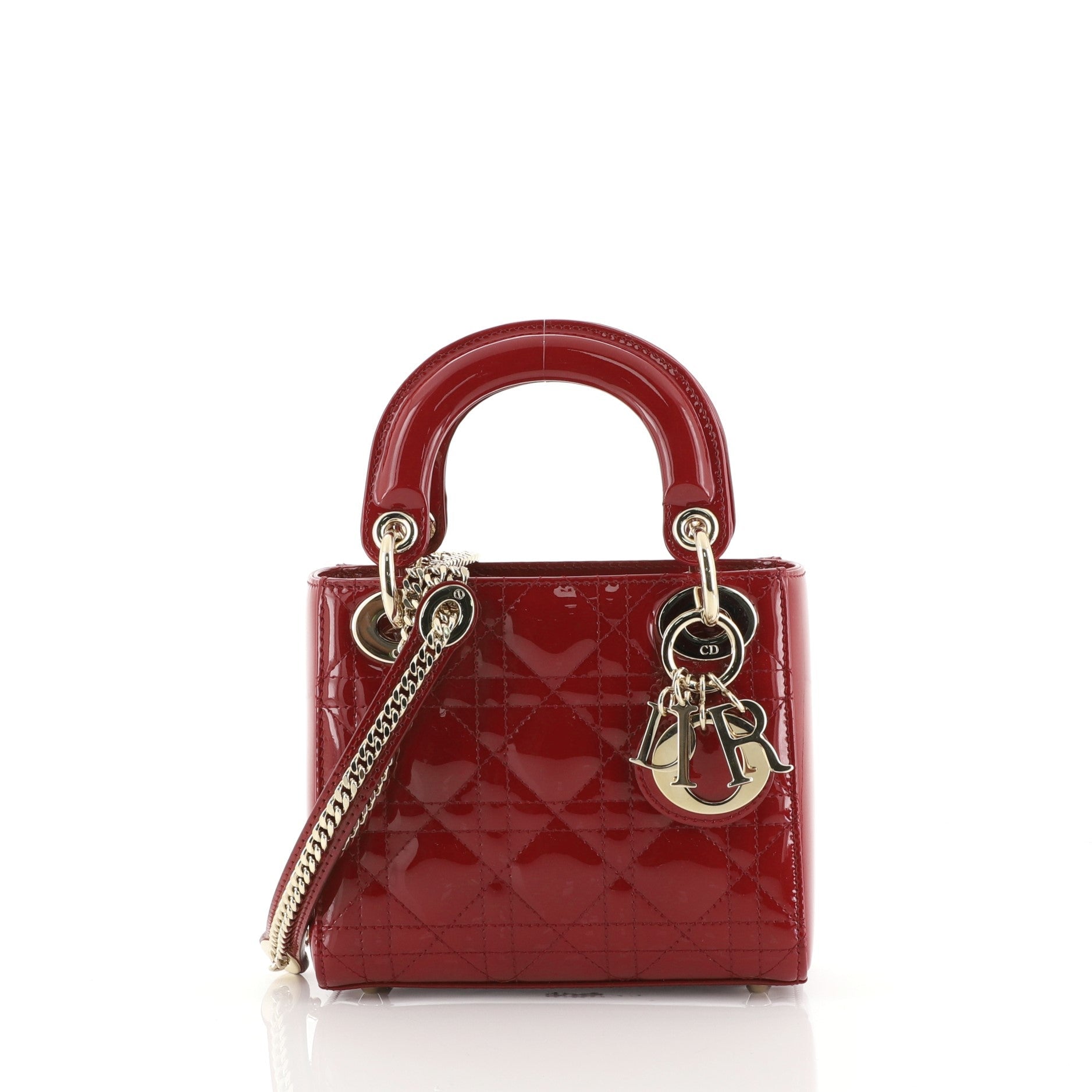 Lady Dior Chain Bag Cannage Quilt Patent Mini