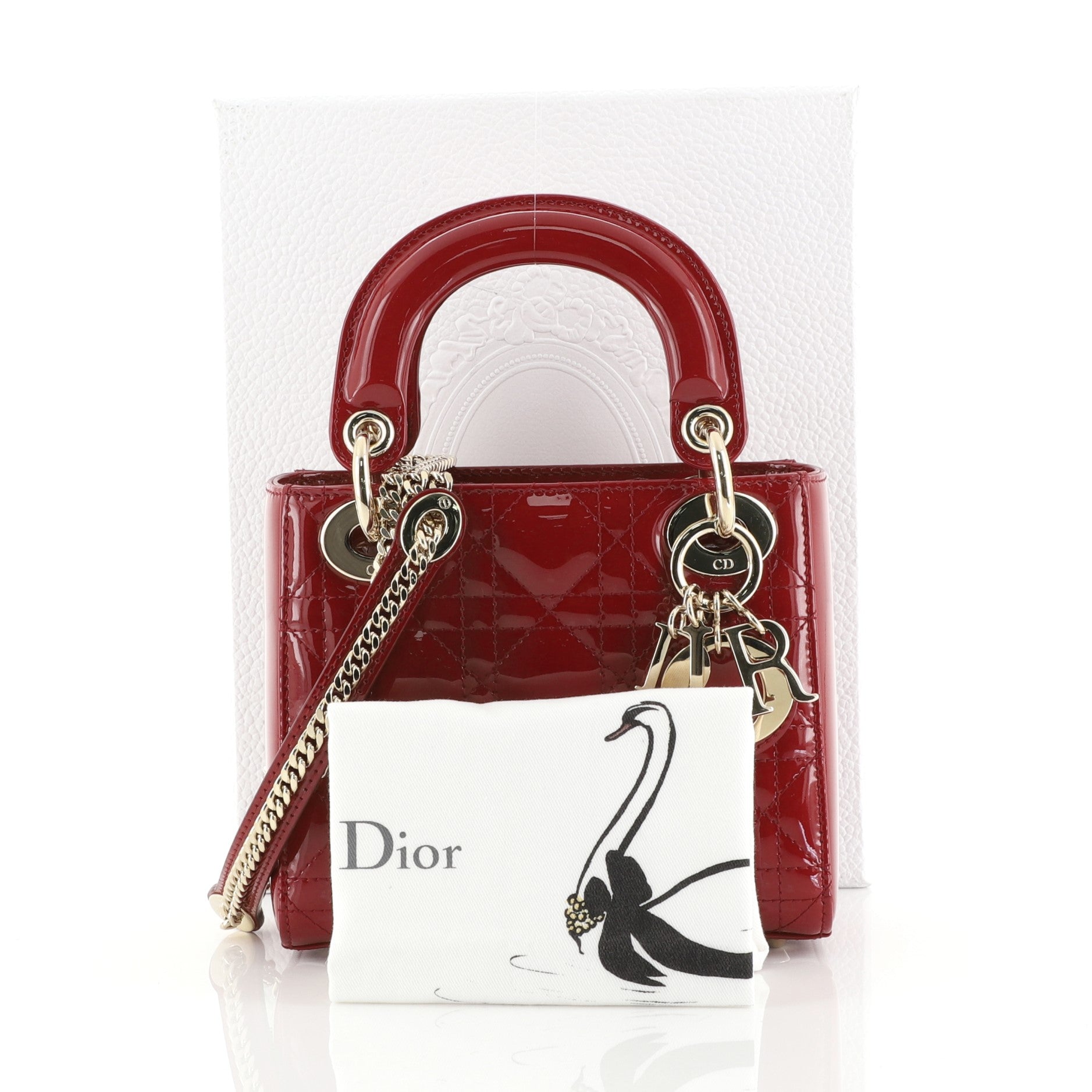 Lady Dior Chain Bag Cannage Quilt Patent Mini