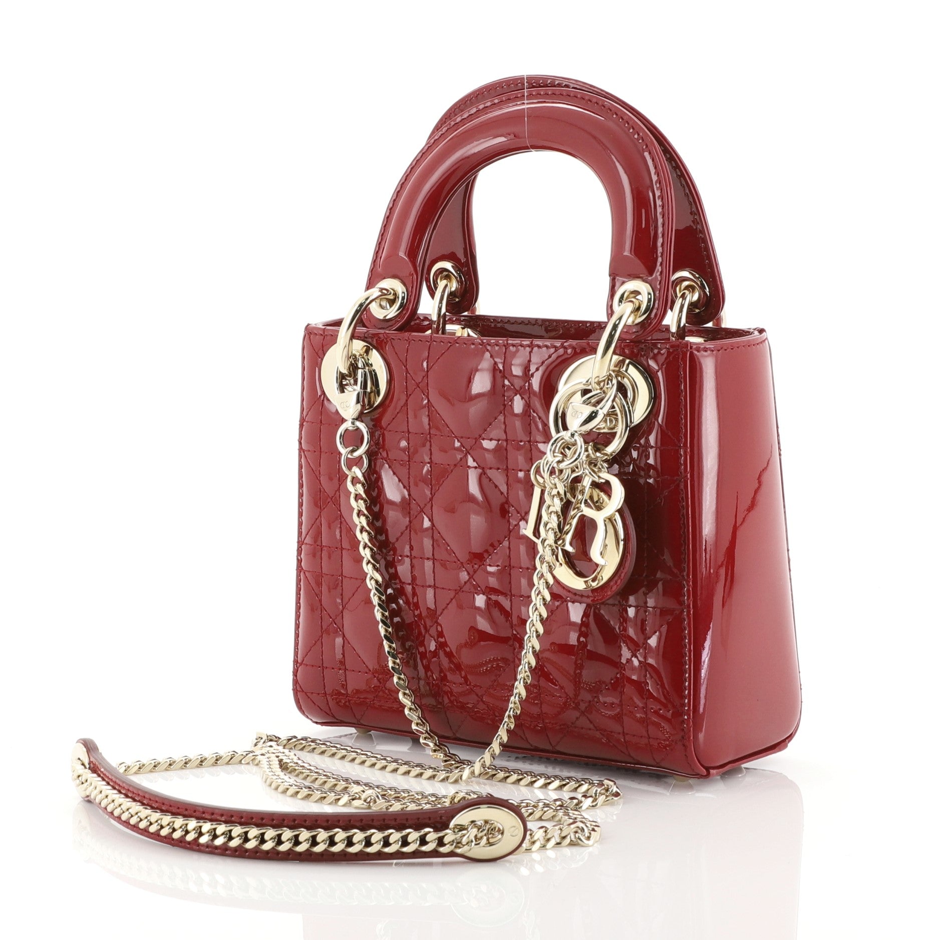 Lady Dior Chain Bag Cannage Quilt Patent Mini