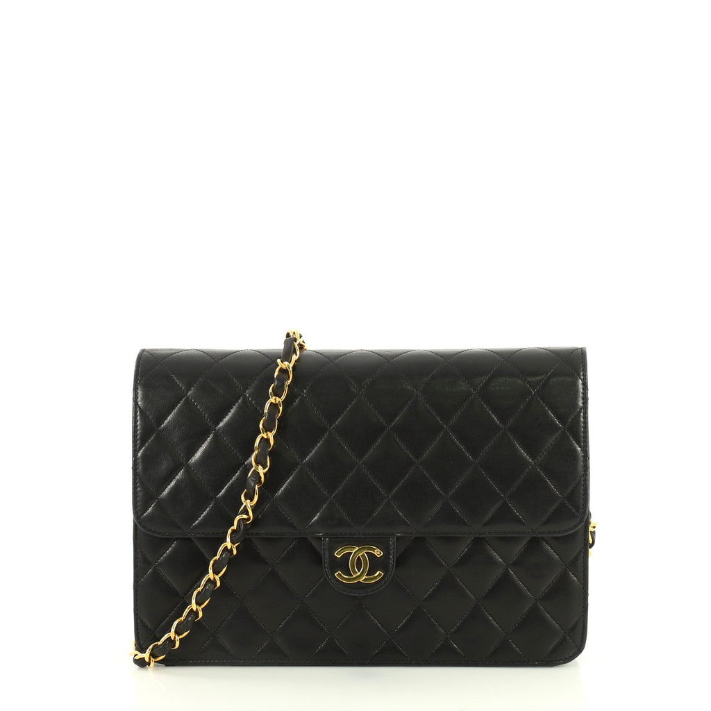 Vintage Clutch with Chain Quilted Leather Medium