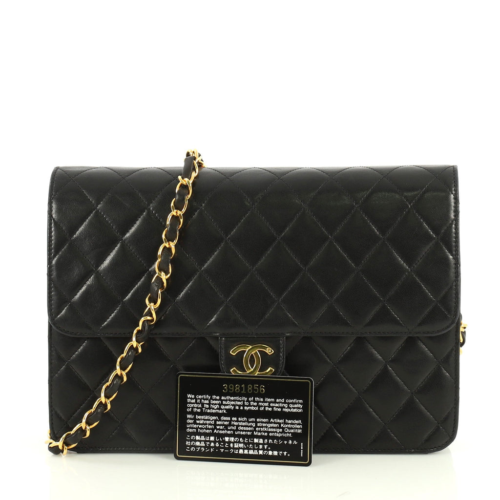 Vintage Clutch with Chain Quilted Leather Medium