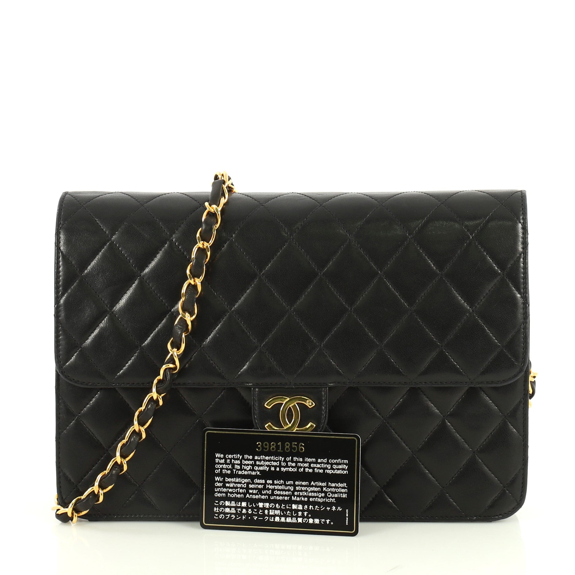 Vintage Clutch with Chain Quilted Leather Medium