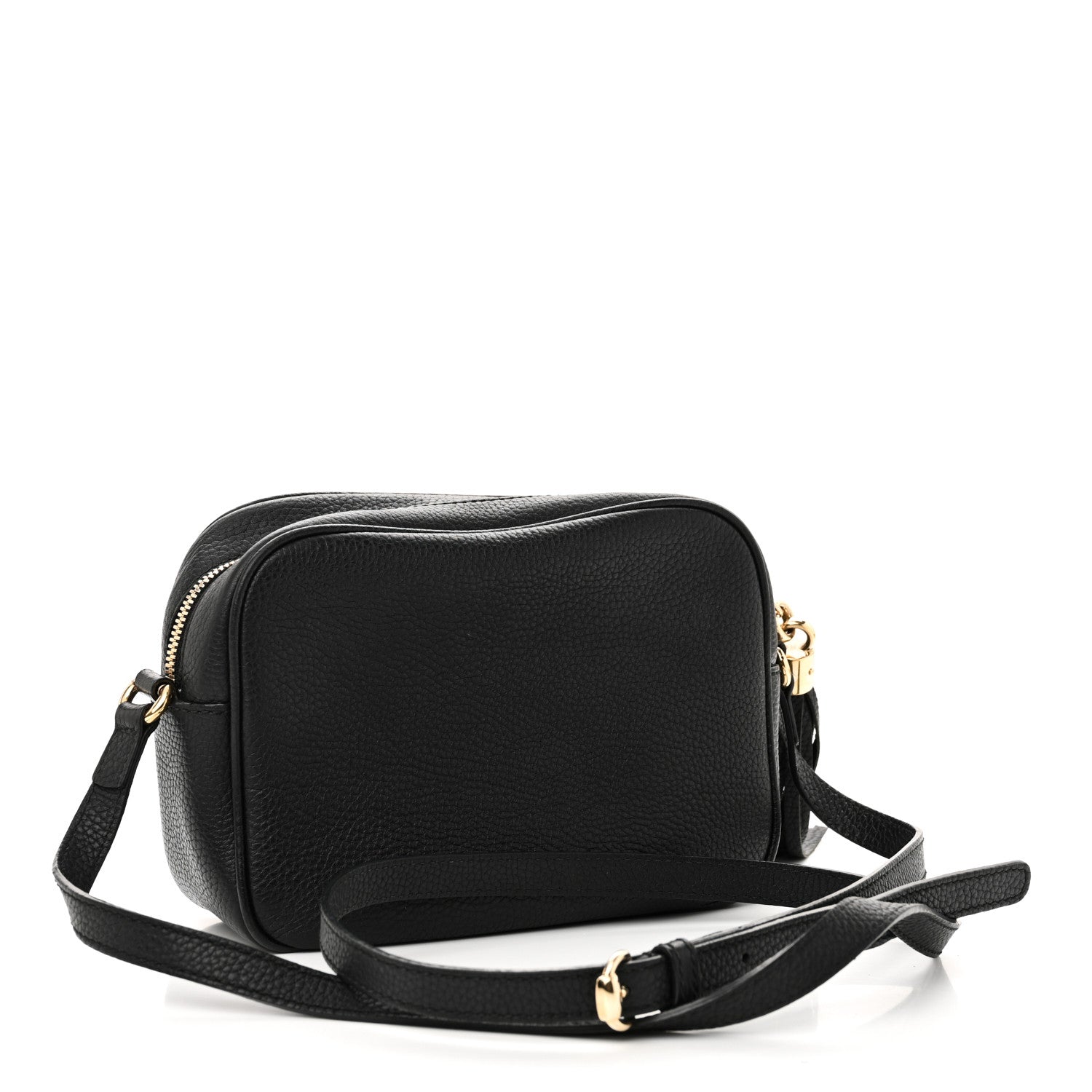 Pebbled Calfskin Small Soho Disco Bag Black