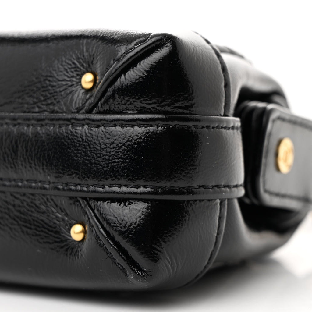 Shiny Lambskin Quilted Mini Cocodoc Top Handle Bag Black