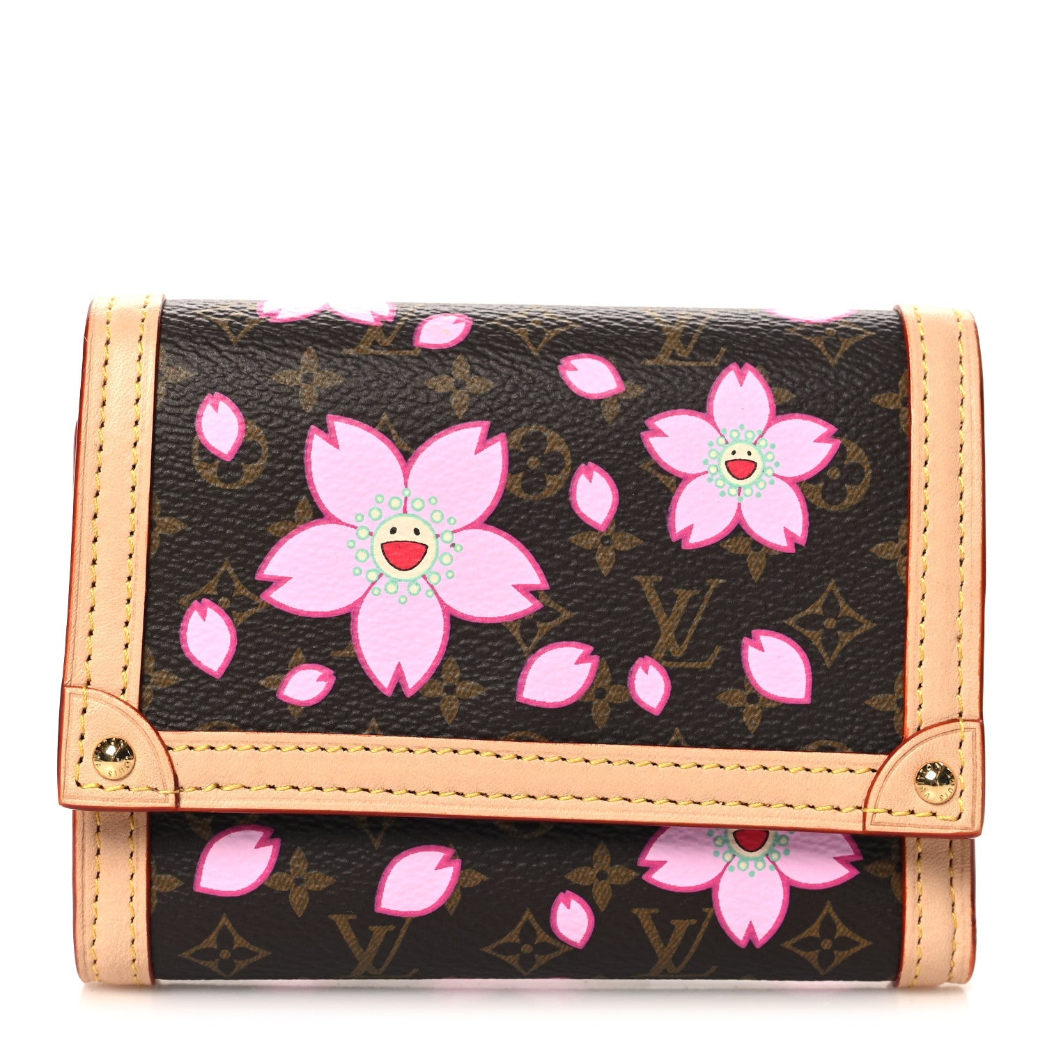 LV X TM Monogram Cherry Blossom Victorine Wallet Sakura Brown