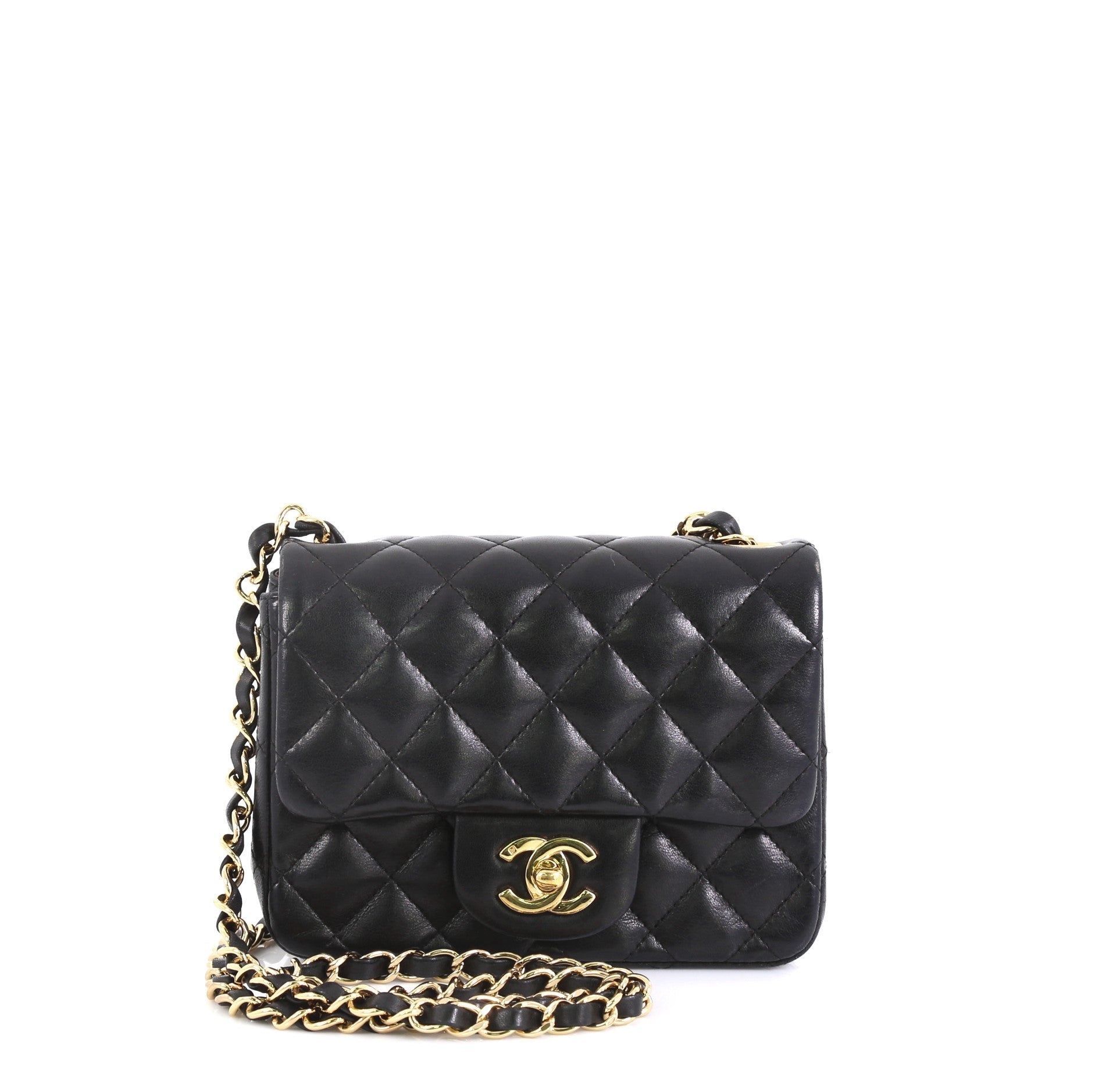 Square Classic Single Flap Bag Quilted Lambskin Mini