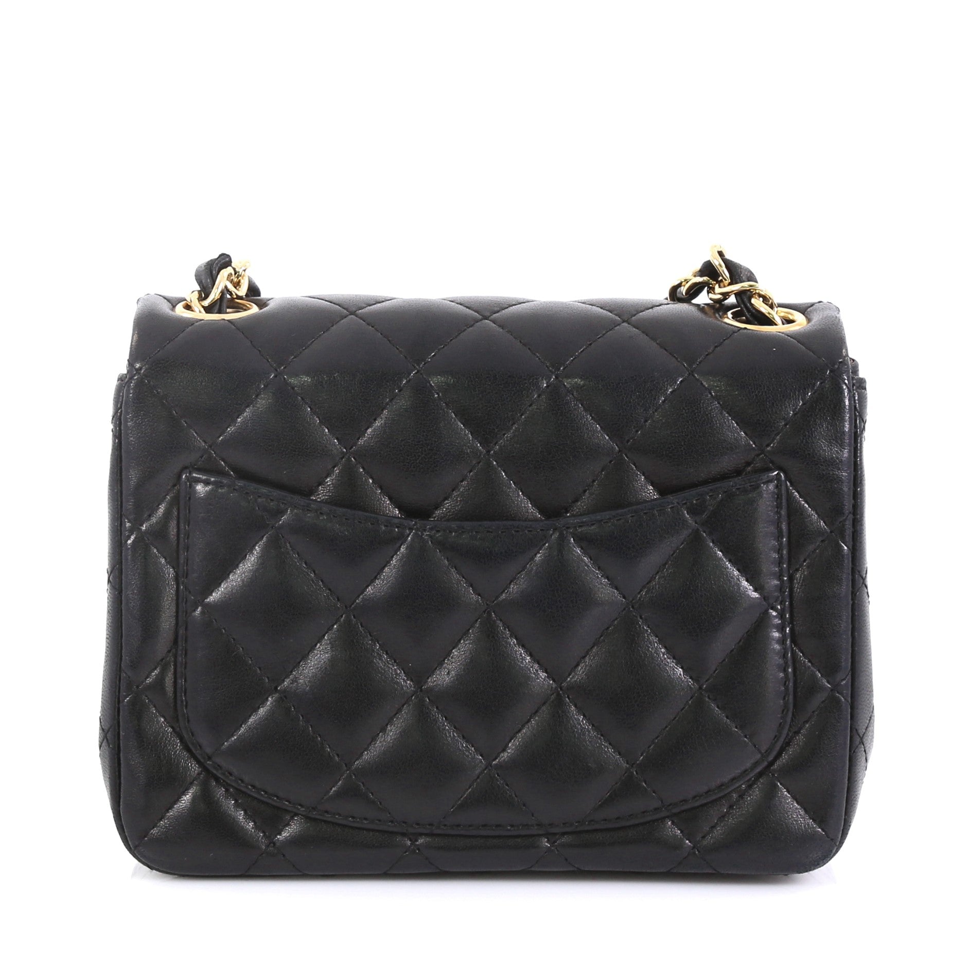 Square Classic Single Flap Bag Quilted Lambskin Mini