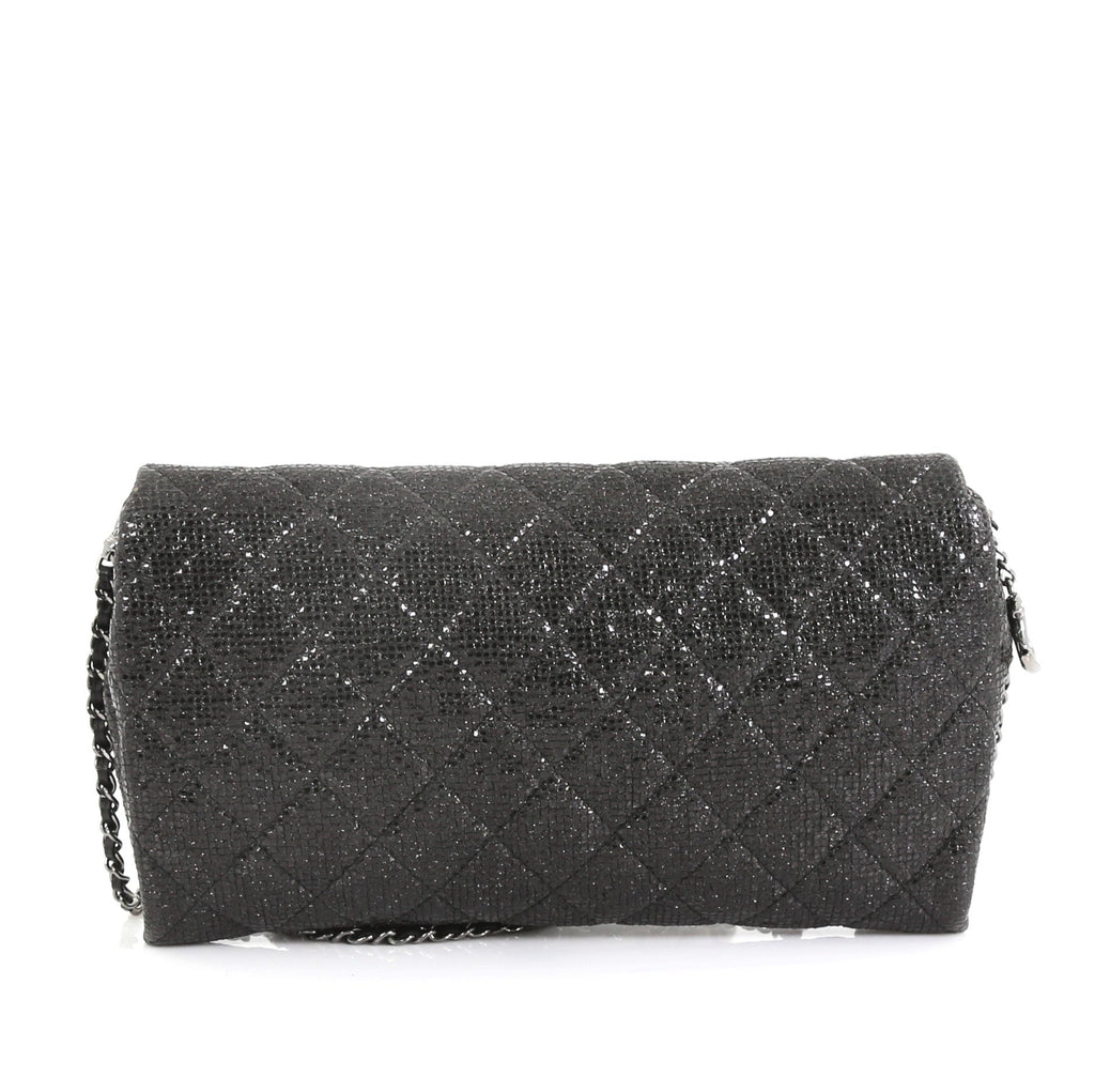 Chain Clutch Quilted Glittered Calfskin