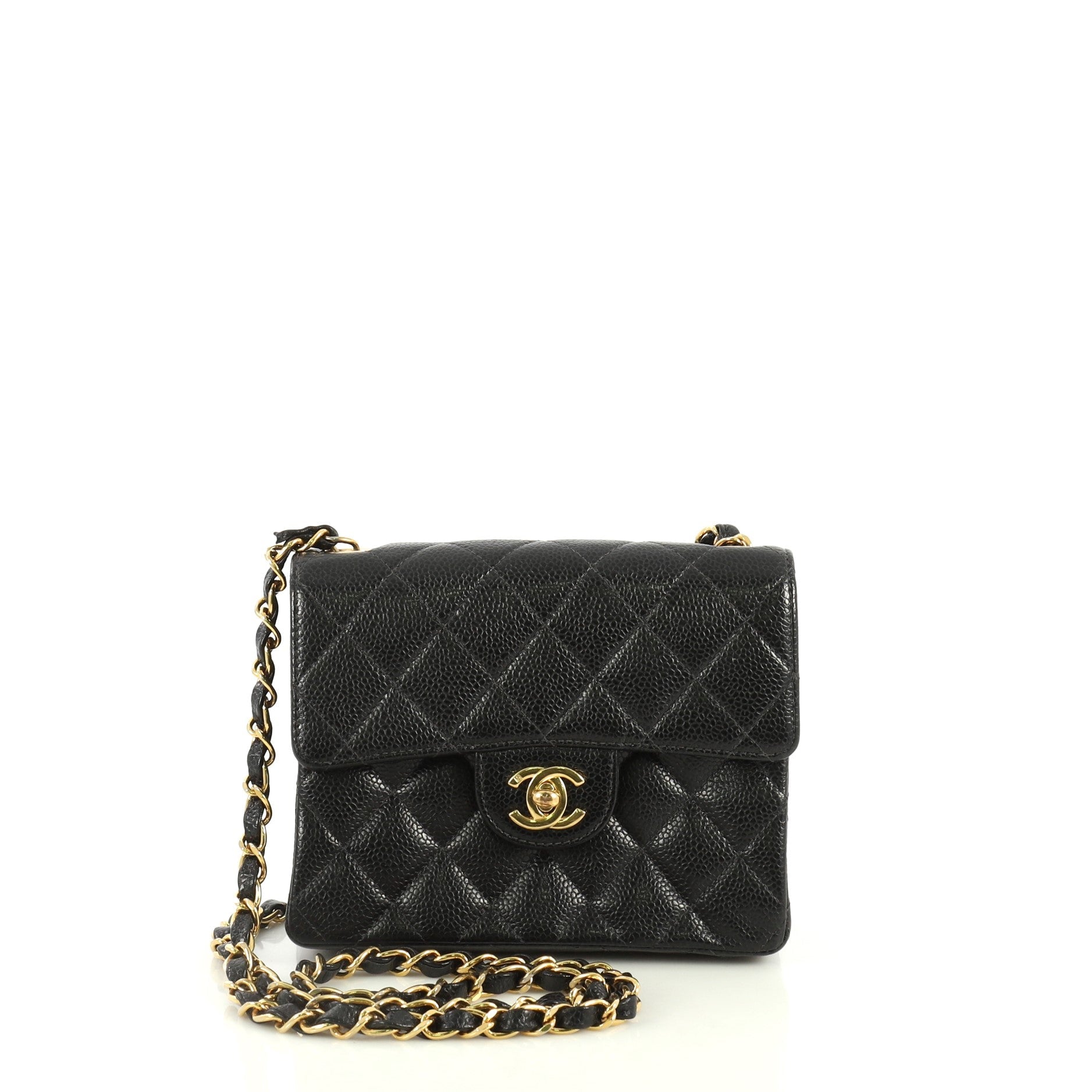 Vintage Square Classic Single Flap Bag Quilted Caviar Mini