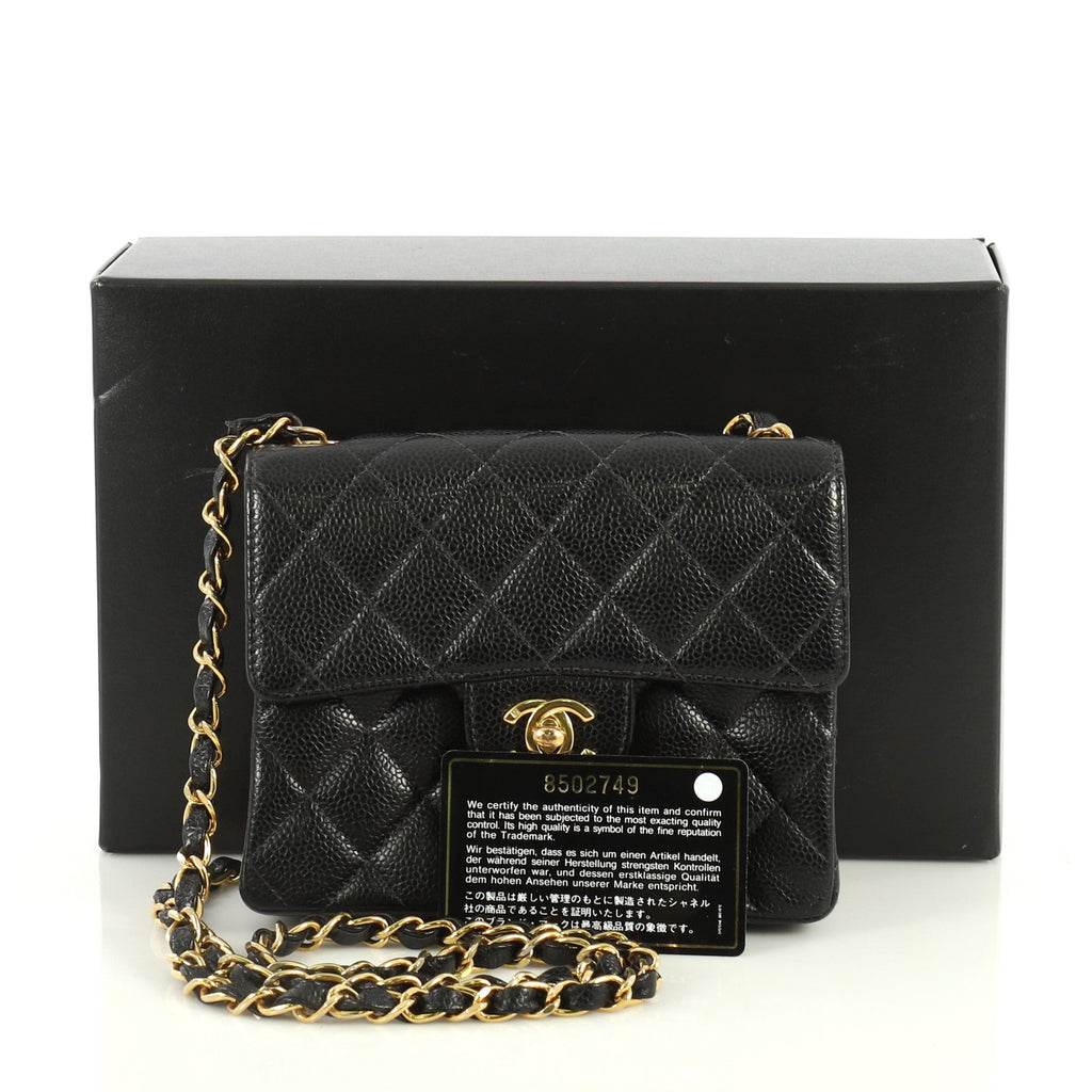 Vintage Square Classic Single Flap Bag Quilted Caviar Mini