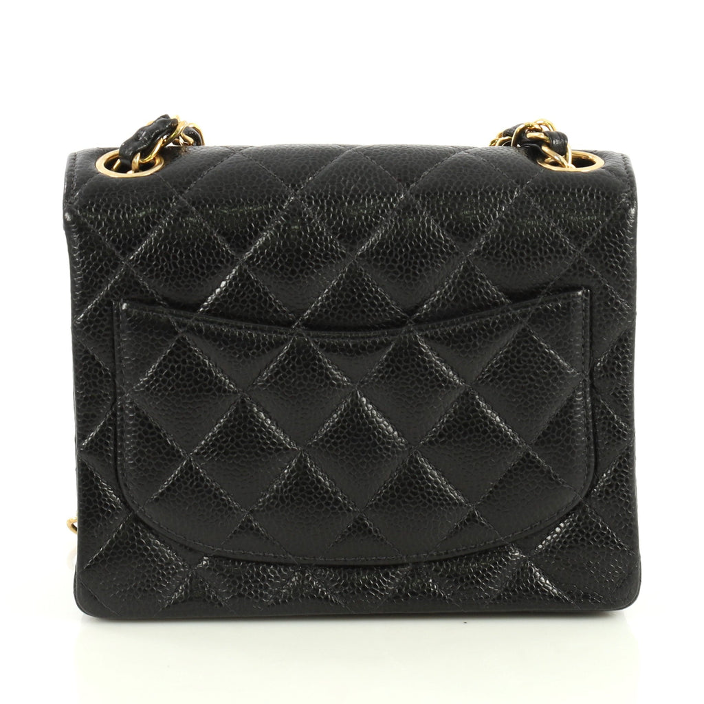 Vintage Square Classic Single Flap Bag Quilted Caviar Mini