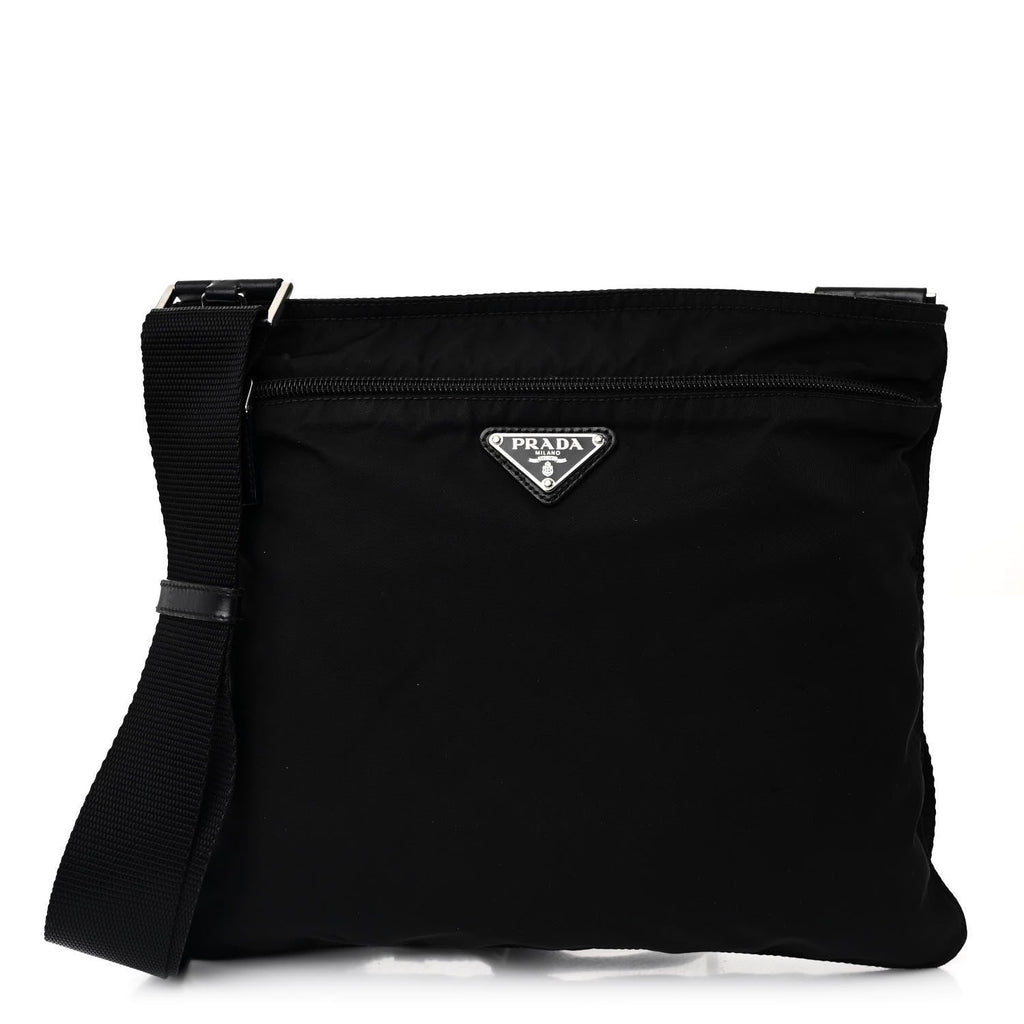 Nylon Vela Flat Messenger Bag Black
