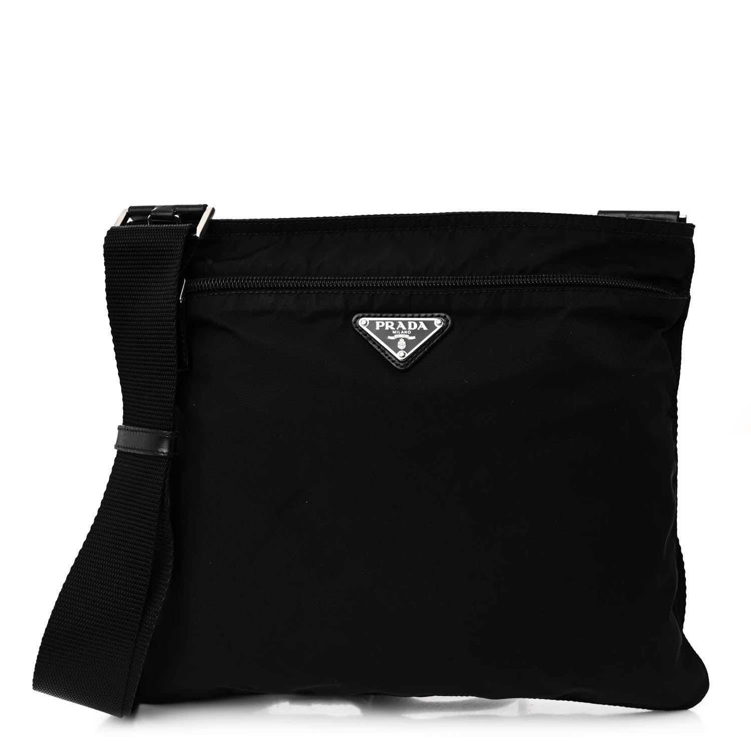 Nylon Vela Flat Messenger Bag Black