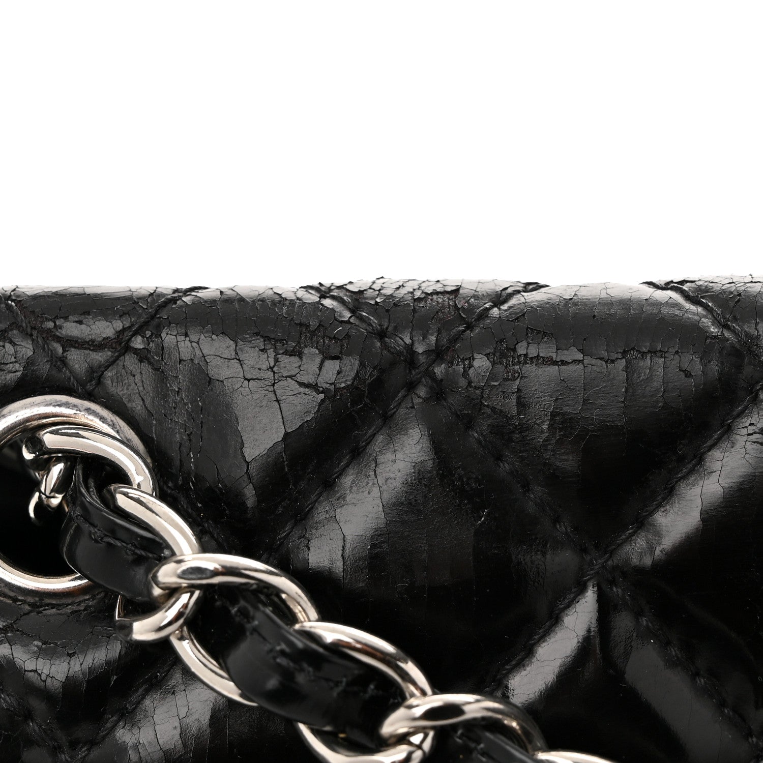 Vinyl Quilted In the Business Flap Bag Black