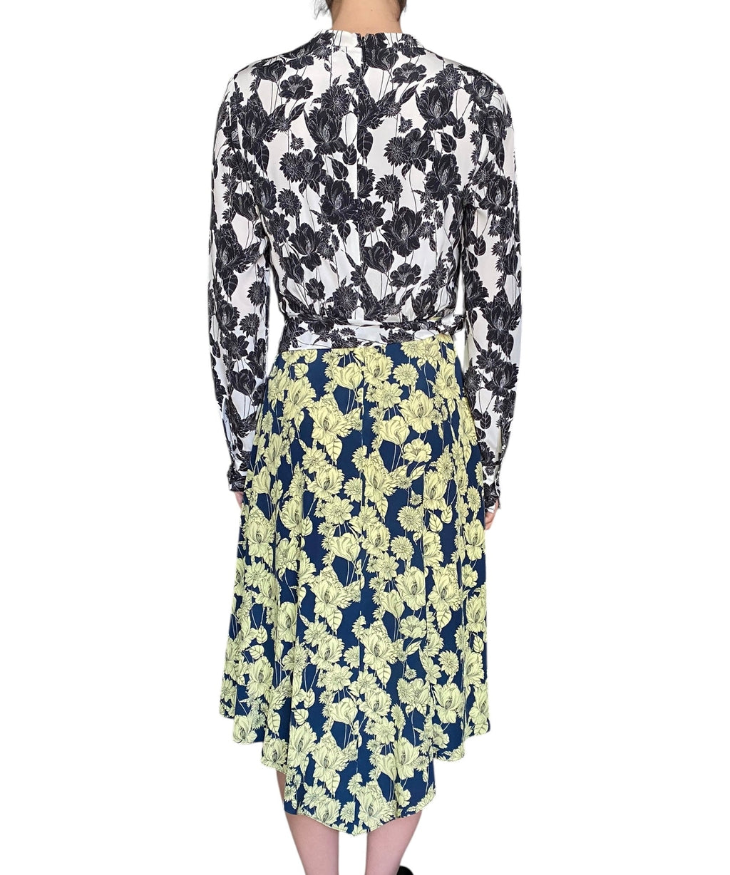 Jason Wu Yellow Silk Floral Printed Longsleeve Maxi Dress - 6