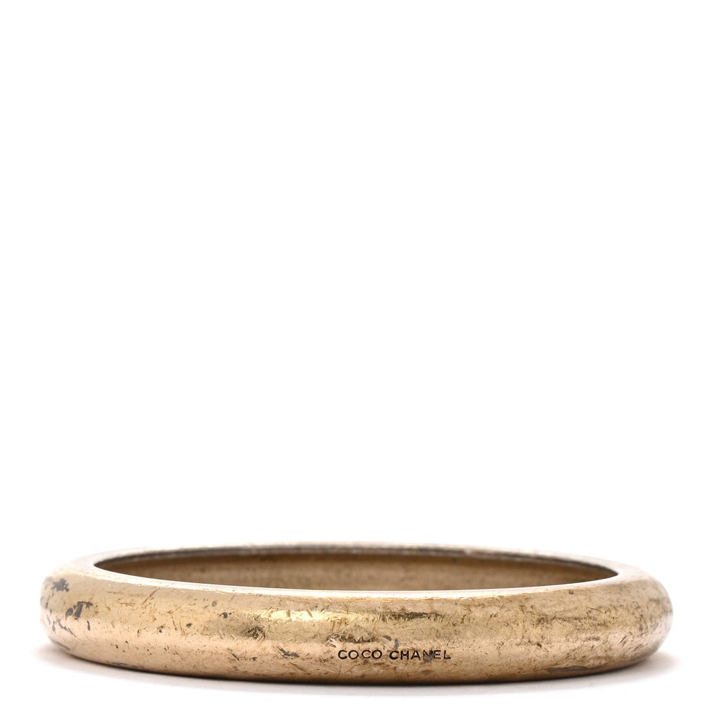 Metal French Quote Bracelet Bangle Gold