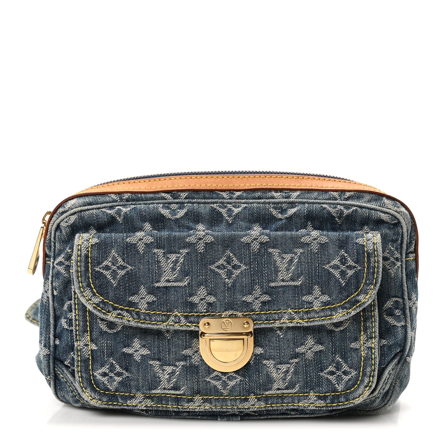 Monogram Denim Bum Bag Blue