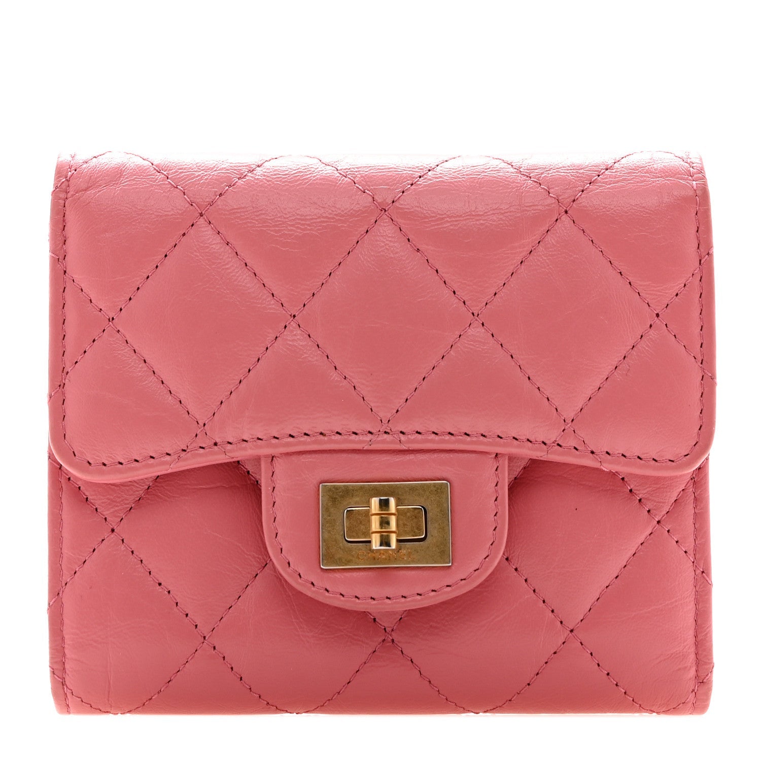 Aged Calfskin Quilted Reissue Compact Wallet Pink