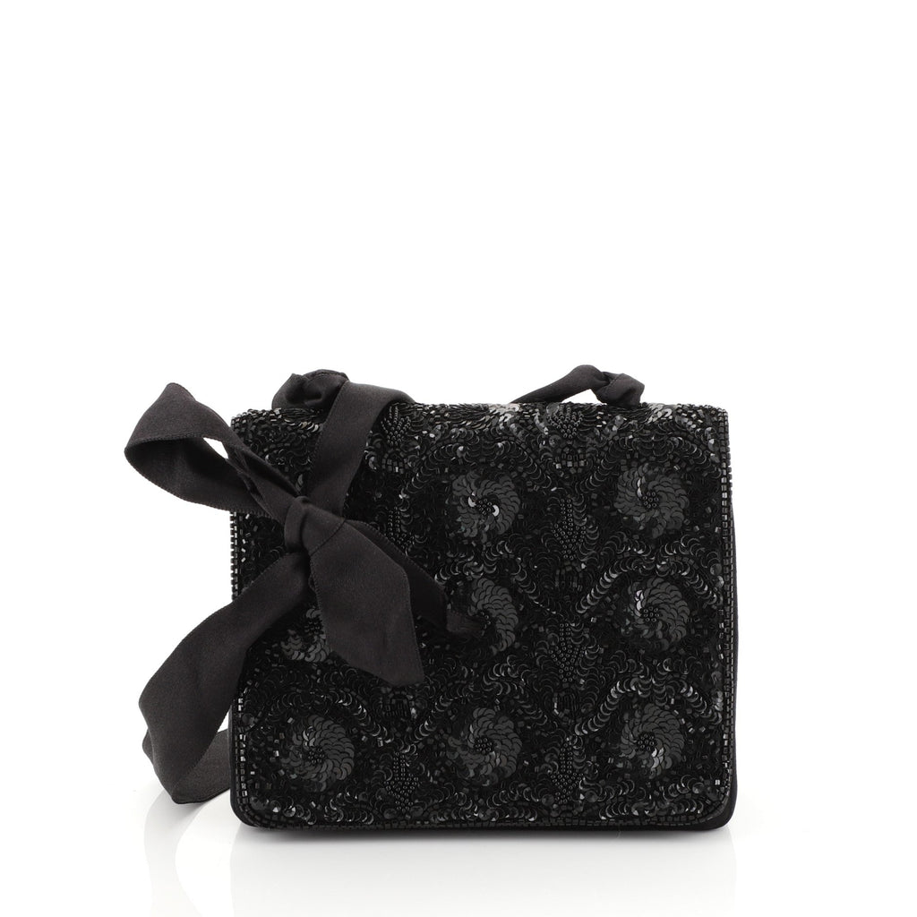Vintage Evening Flap Bag Sequin Embellished Satin Mini