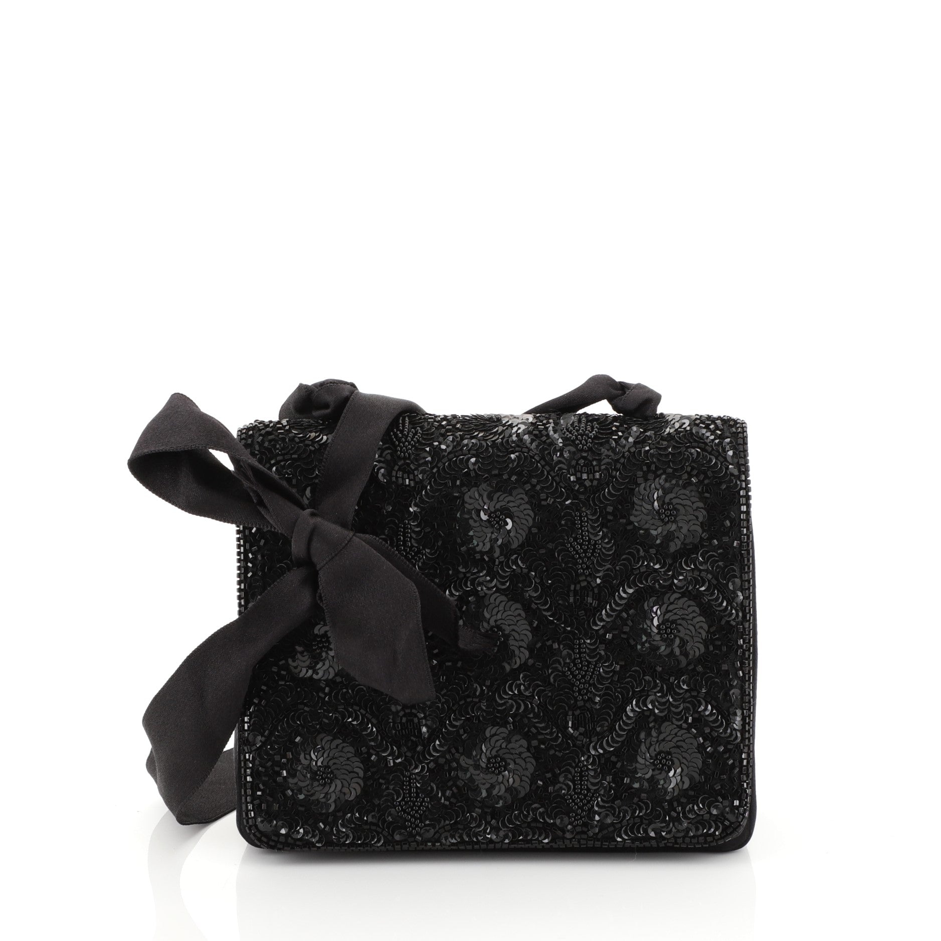 Vintage Evening Flap Bag Sequin Embellished Satin Mini