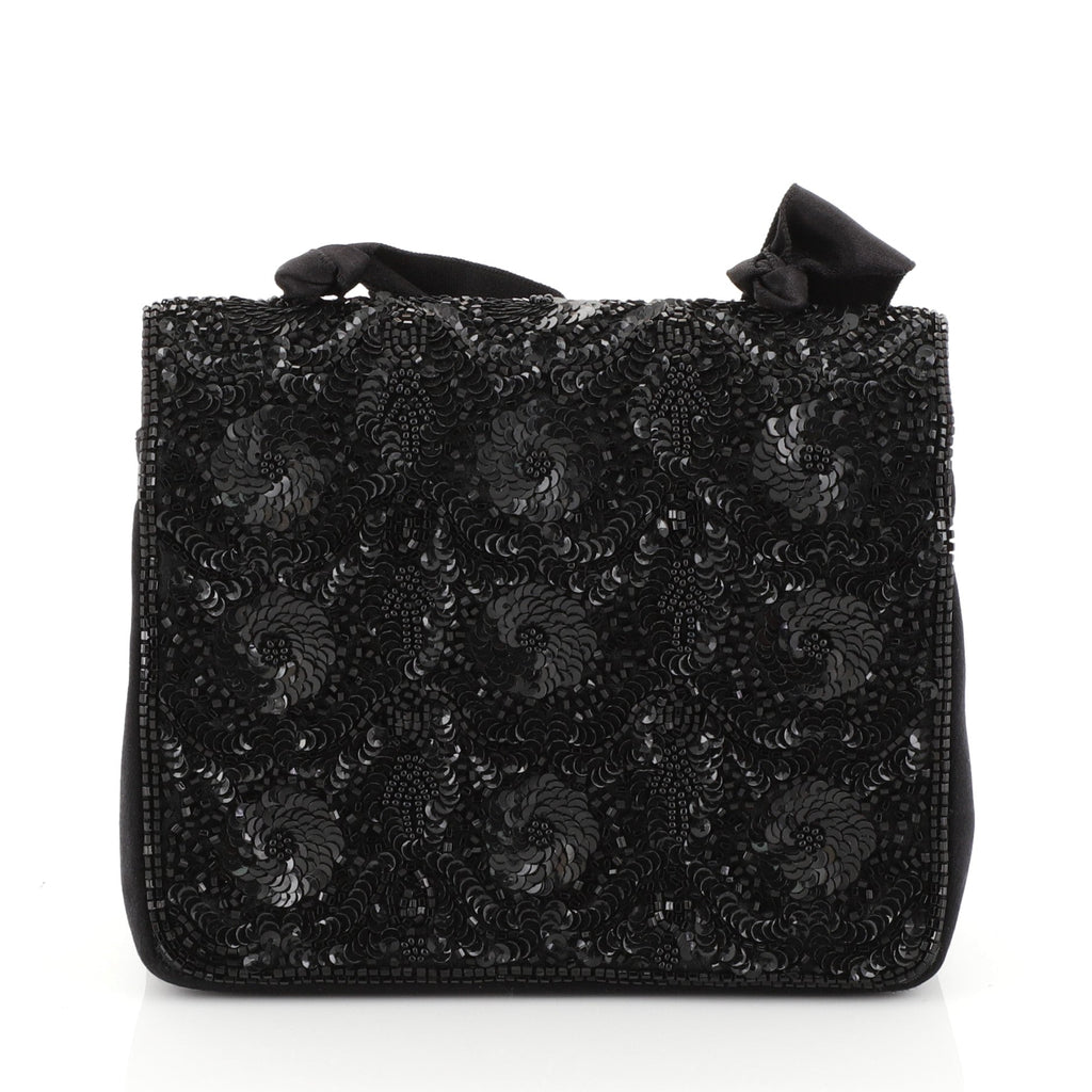 Vintage Evening Flap Bag Sequin Embellished Satin Mini