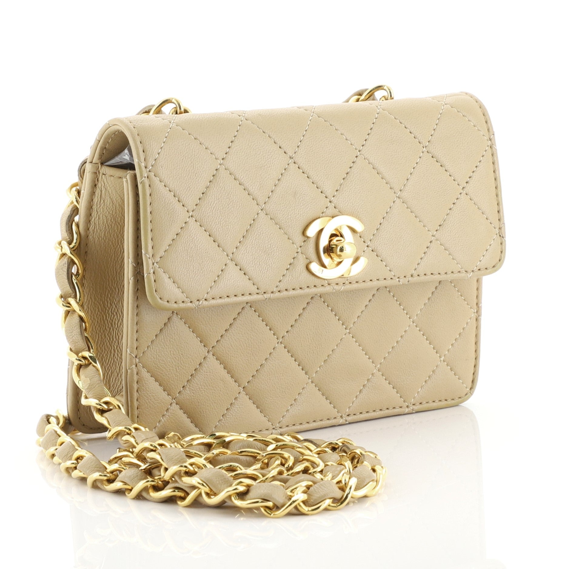 Vintage CC Chain Flap Bag Quilted Leather Extra Mini