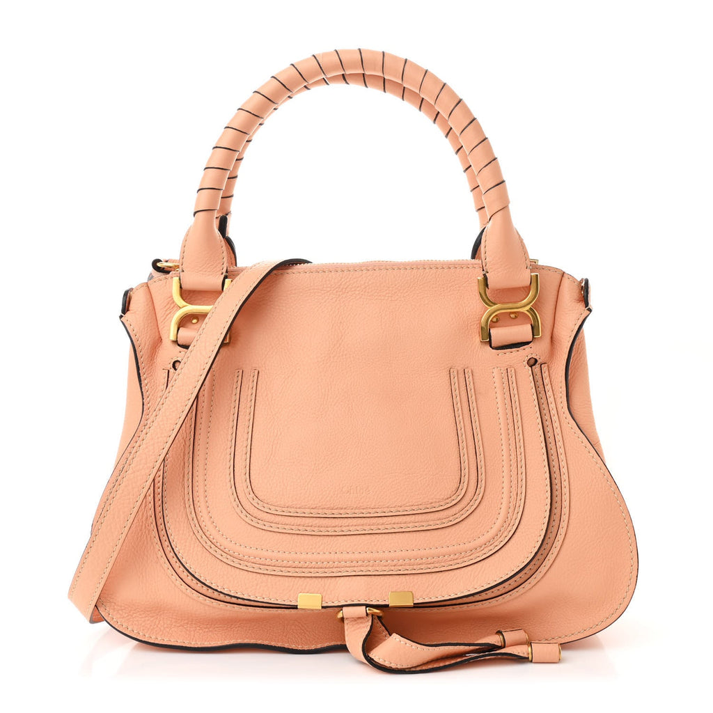 Calfskin Medium Marcie Satchel Terracotta Pink