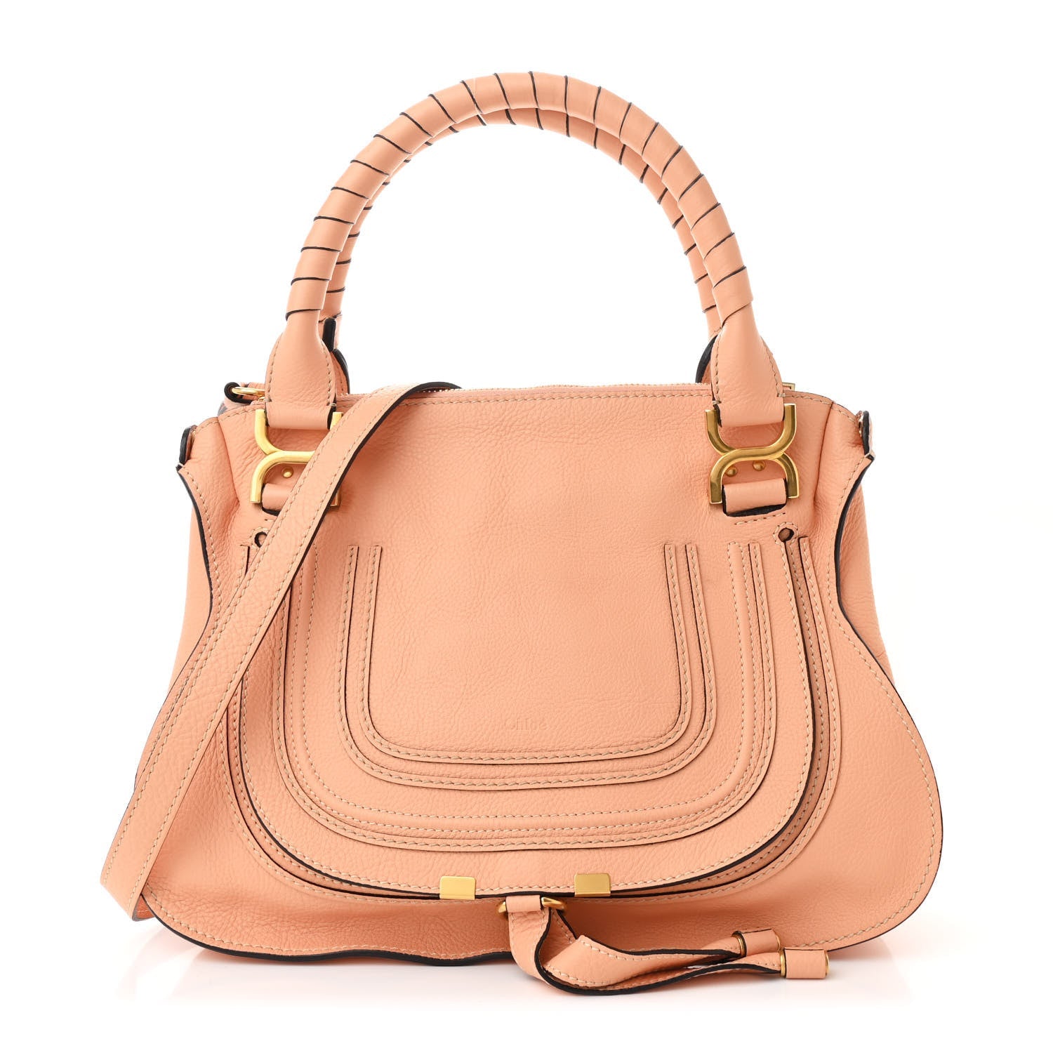 Calfskin Medium Marcie Satchel Terracotta Pink